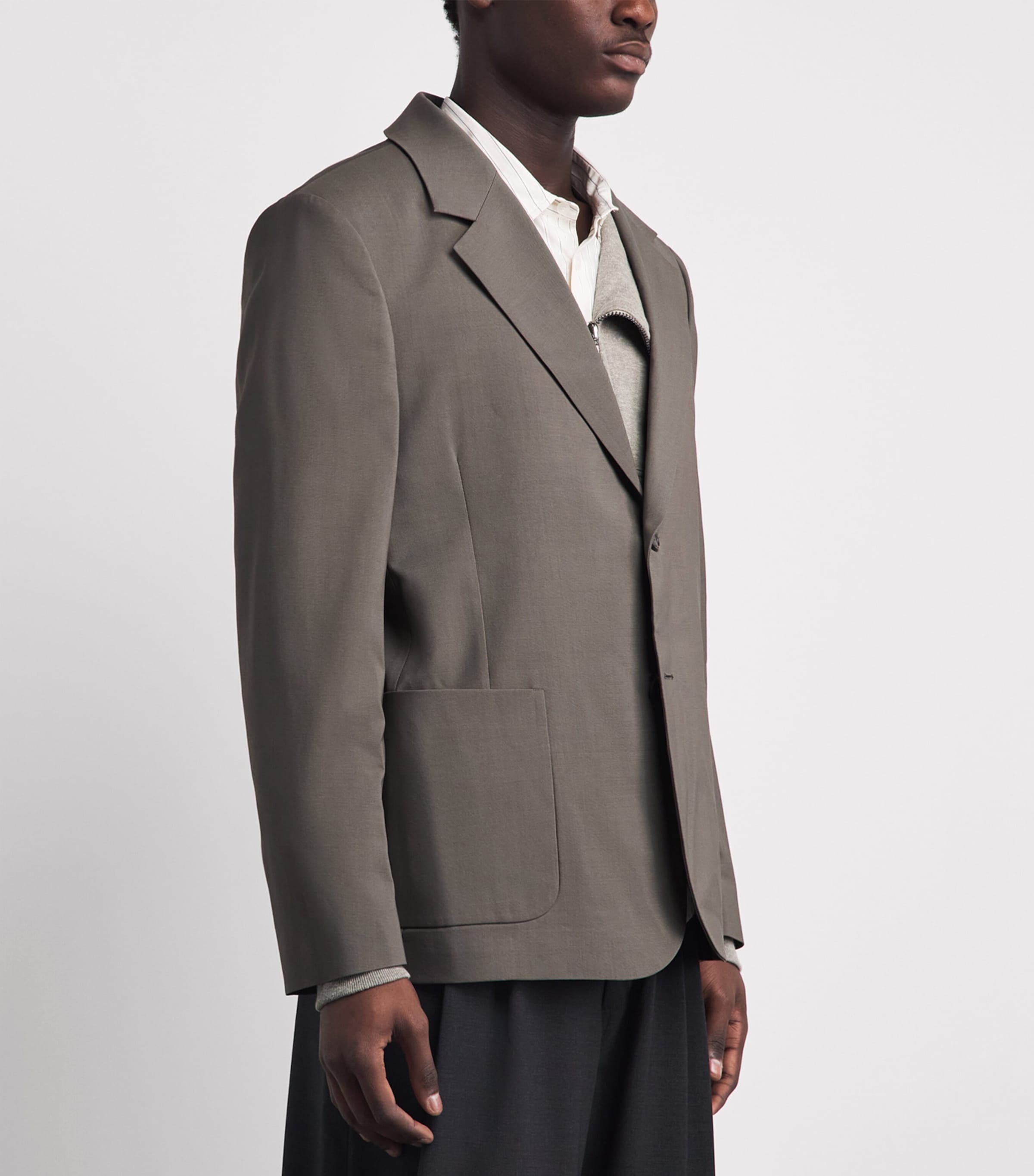 FRAME Mens Virgin Wool Unstructured Blazer Smoky Green Image 4