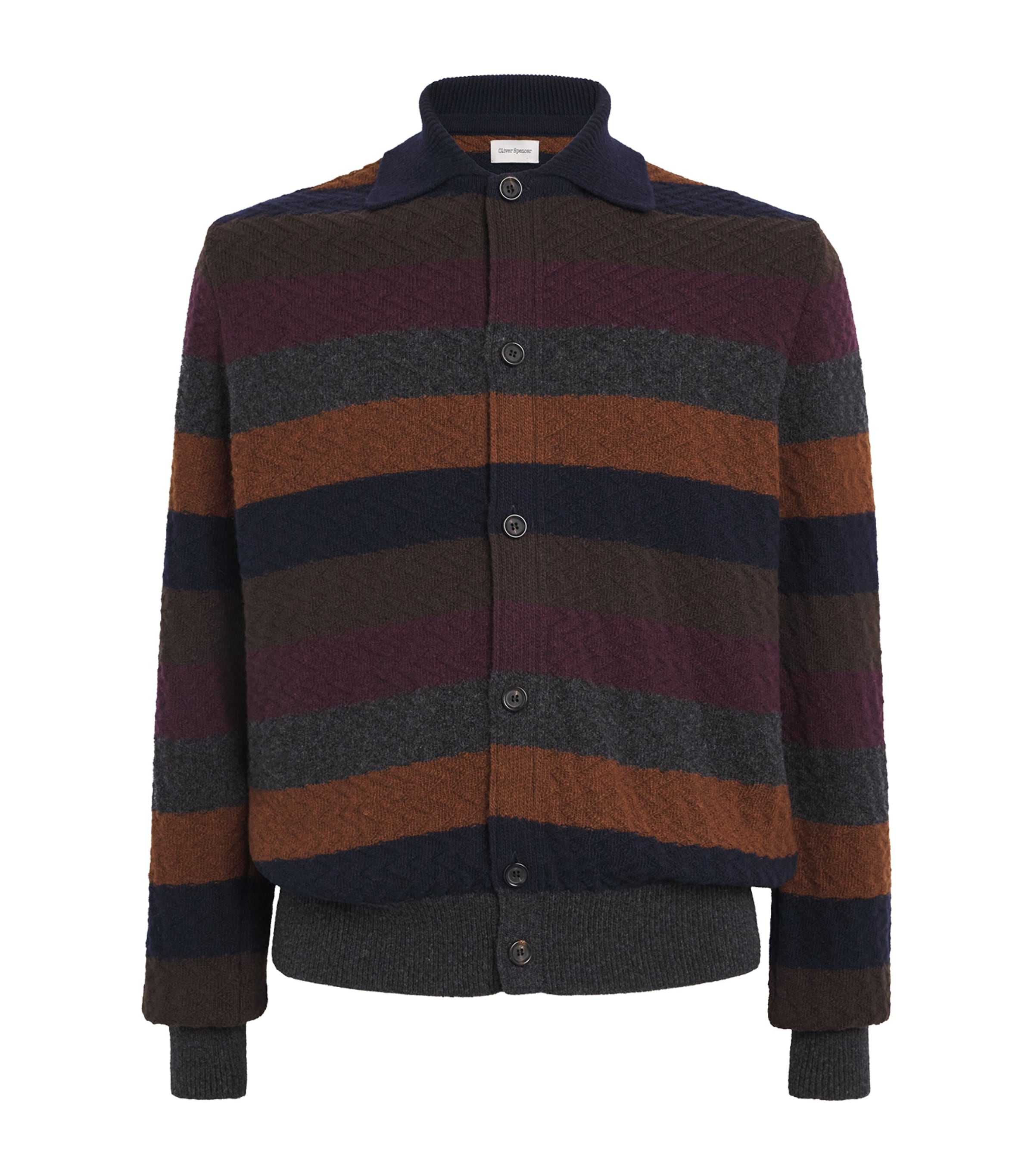 Oliver Spencer Wool Stripe Cardigan In Multi
