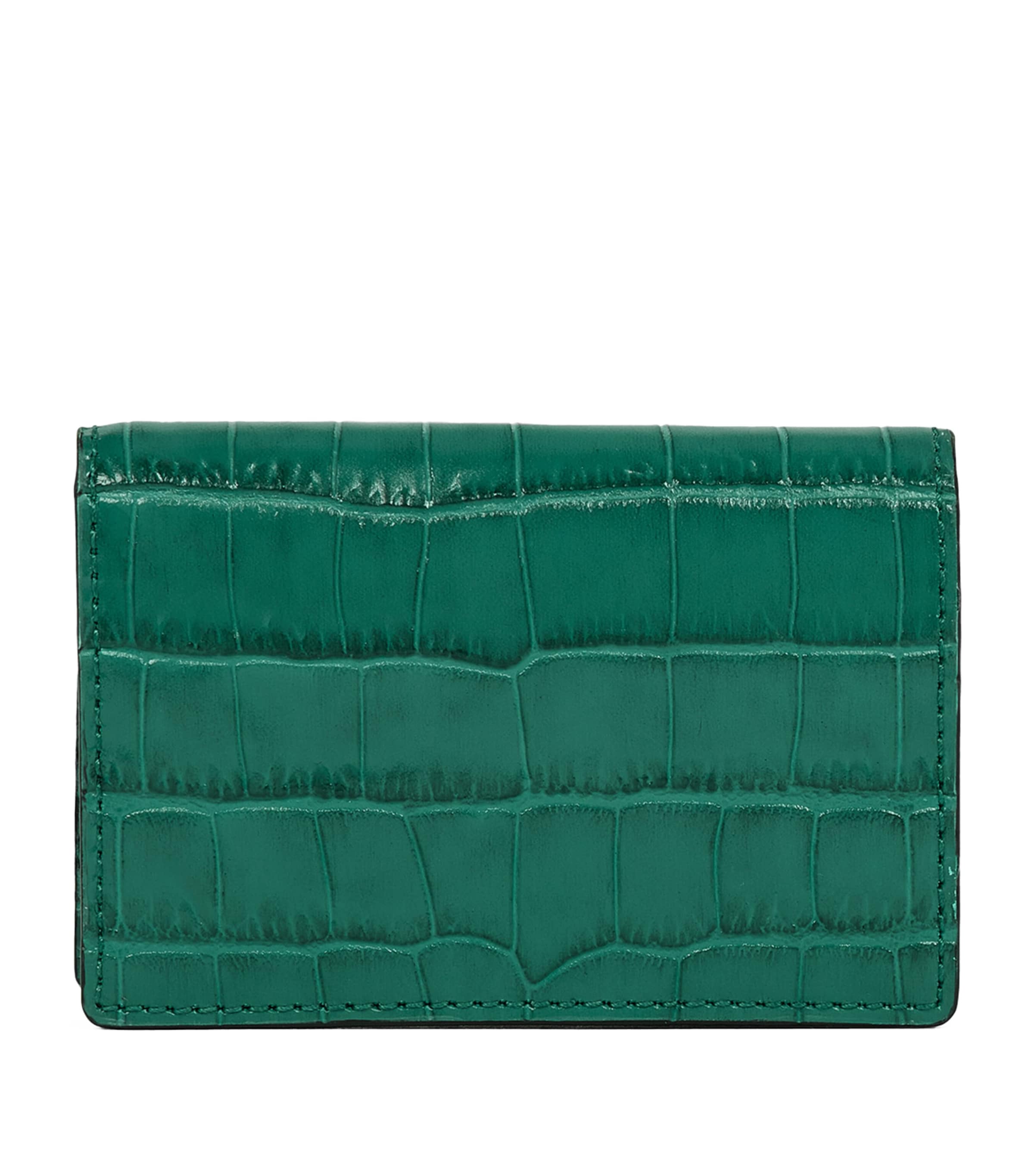 Smythson Calfskin Mara Folded Card Holder Petrol Image 1