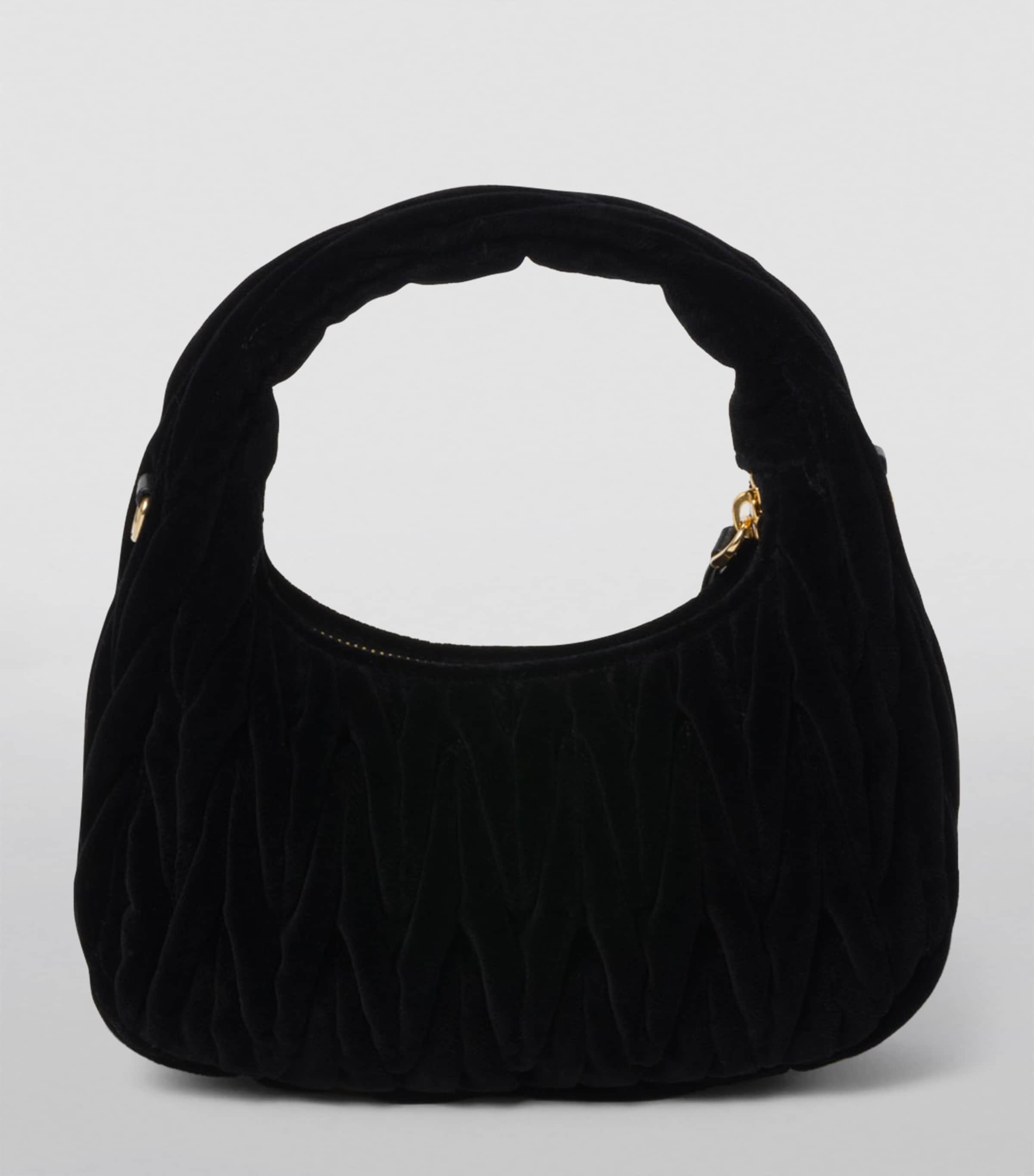 Miu Miu Black Small Velvet Wander Top-Handle Bag | Harrods UK