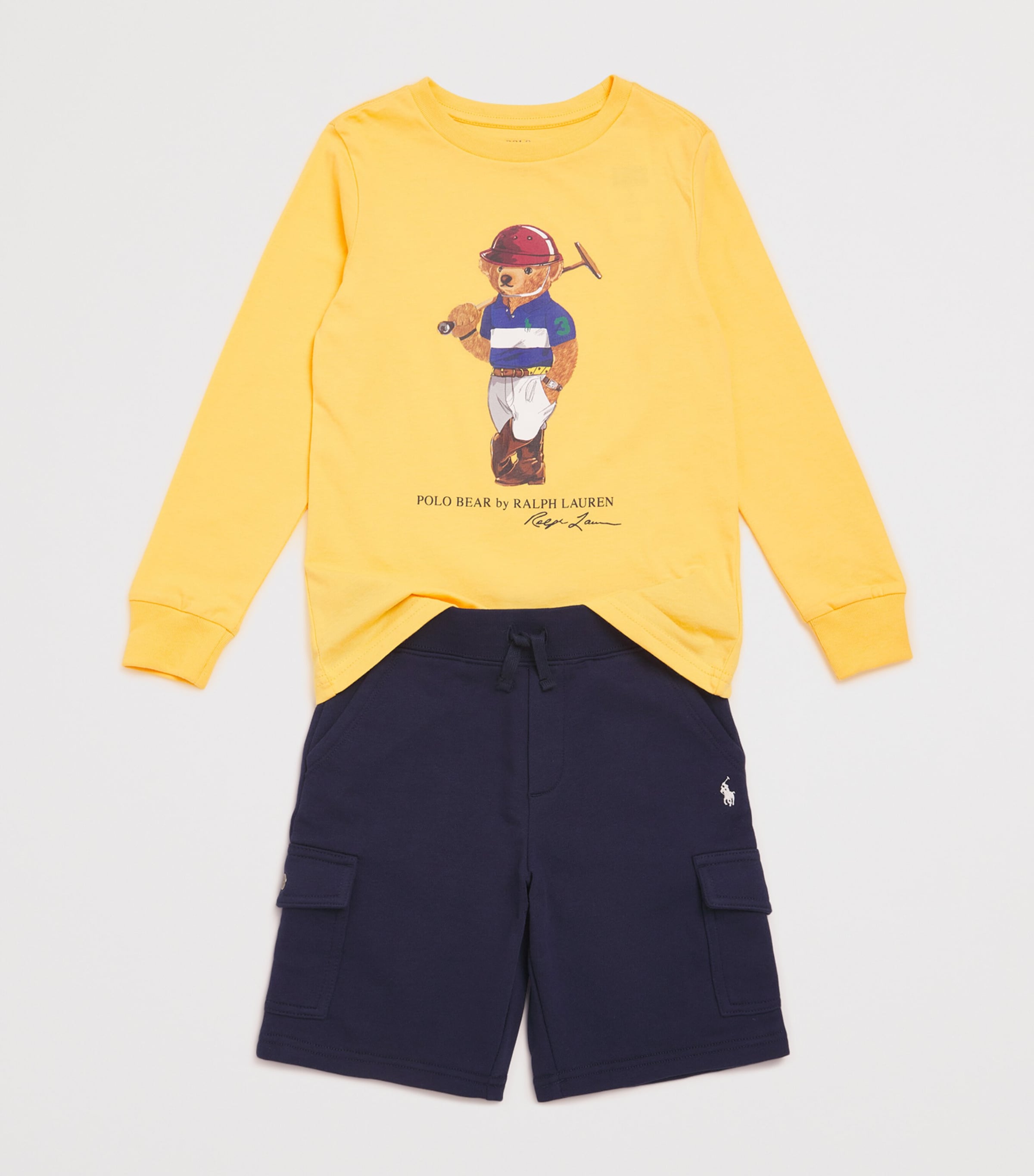 Cotton Polo Bear Long-Sleeve T-Shirt (2-7 Years) BEARYELLOW Image 3