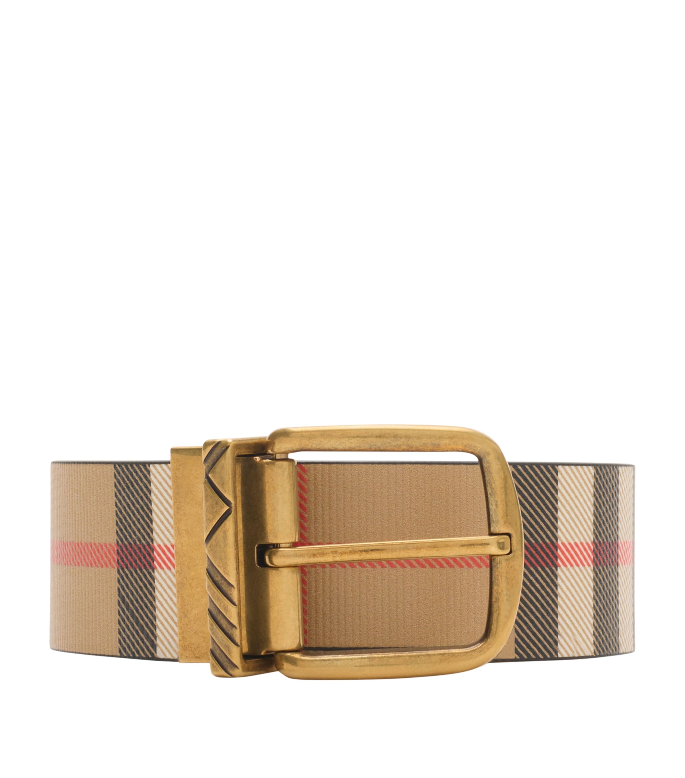 Leather Check Reversible Belt BLACKSANDSILVER Image 1