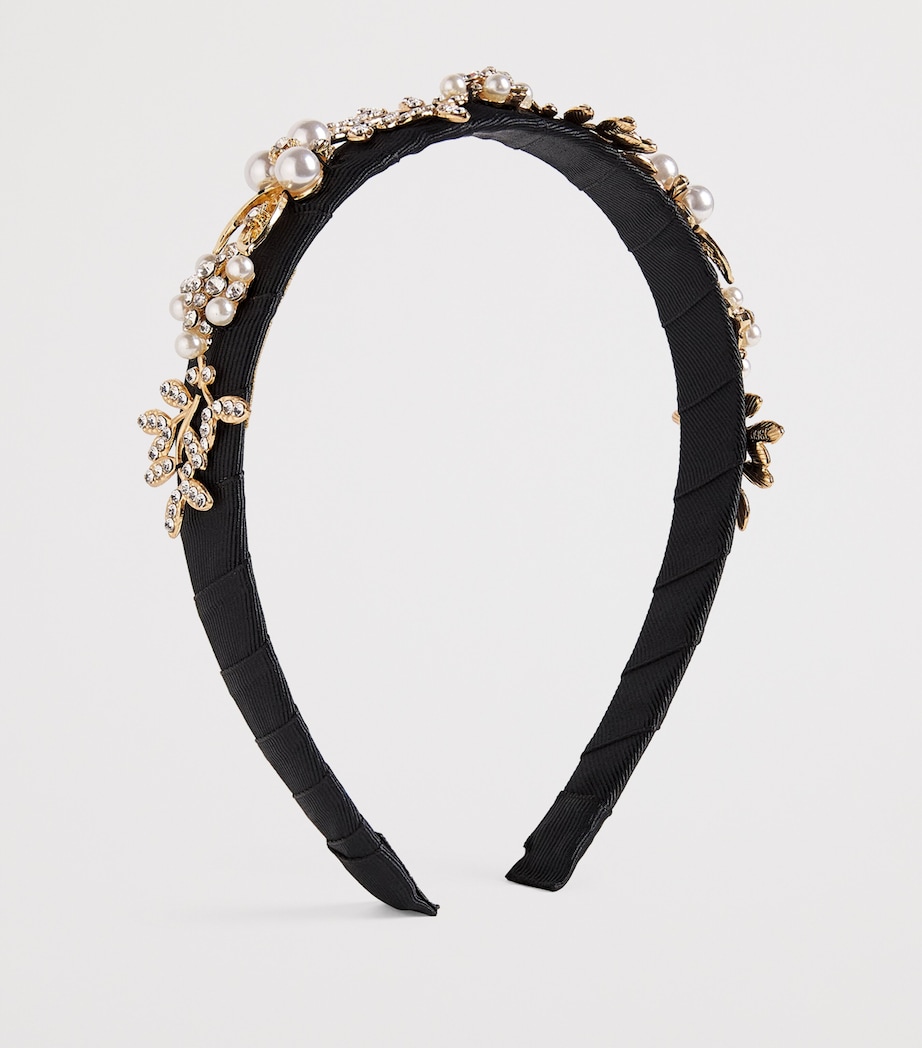 Diamanté and Faux Pearl-Embellished Headband FBLACK Image 2