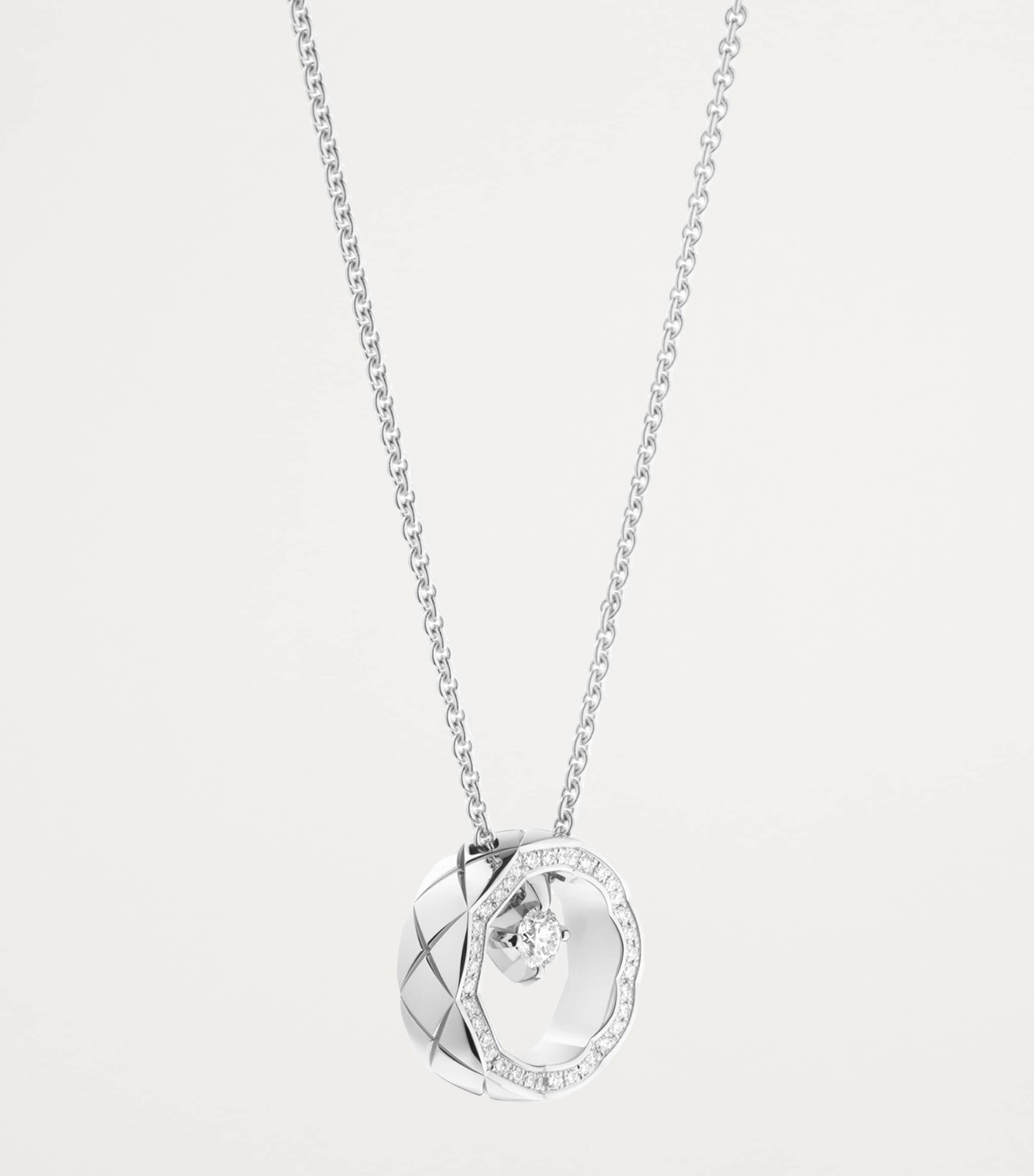 White Gold and Diamond Coco Crush Necklace SILVER Image 3