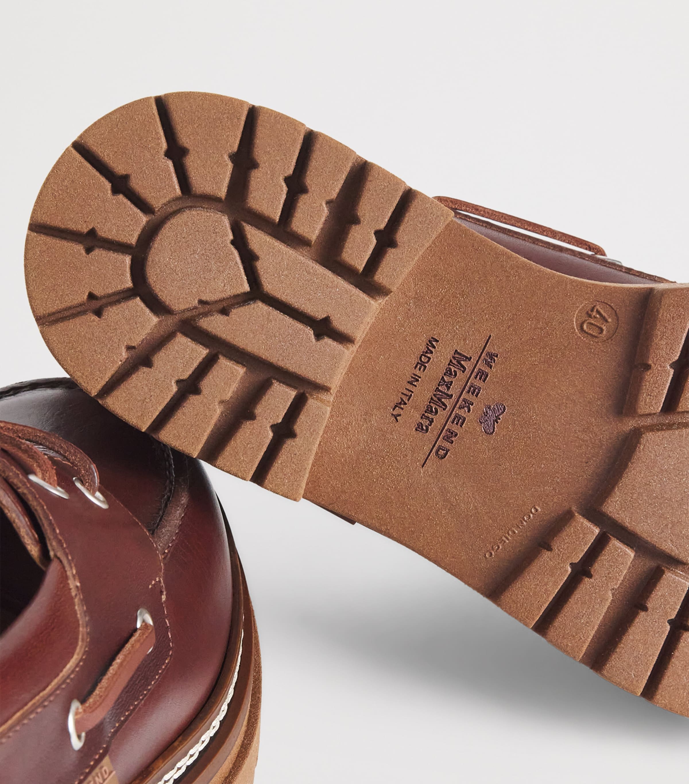 Leather Heeled Boat Shoes TOBACCO Image 7