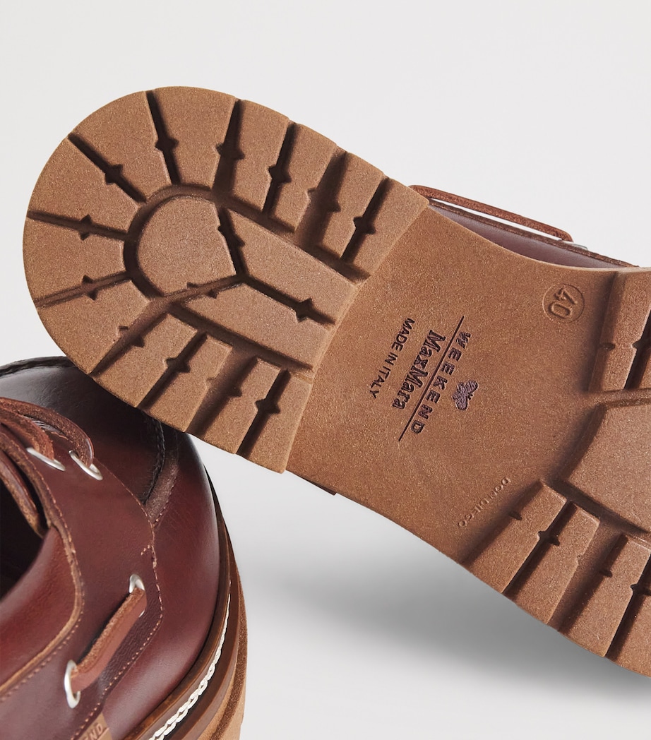 Leather Heeled Boat Shoes TOBACCO Image 7