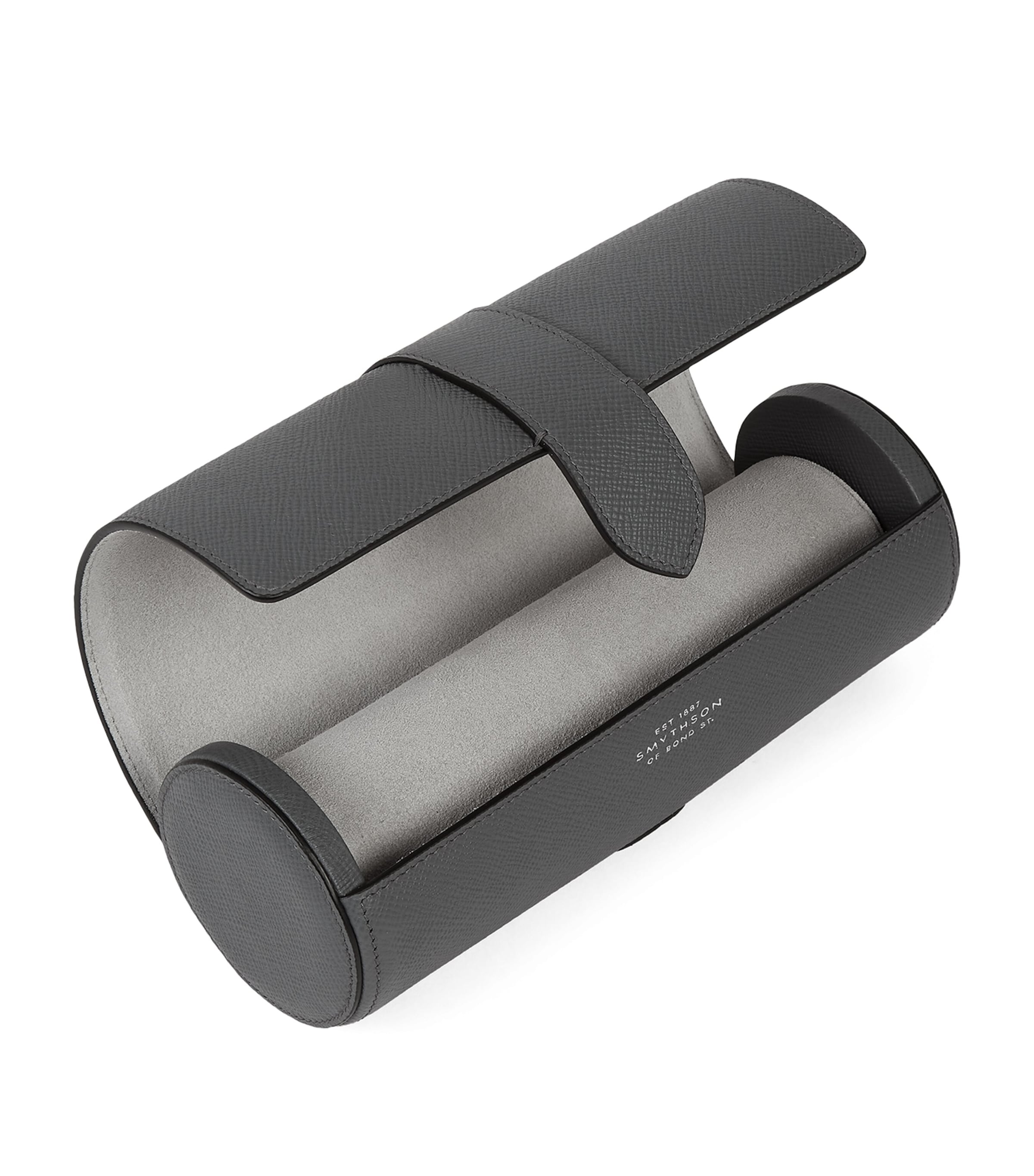 Smythson Leather Panama Watch Roll S Grey Image 3