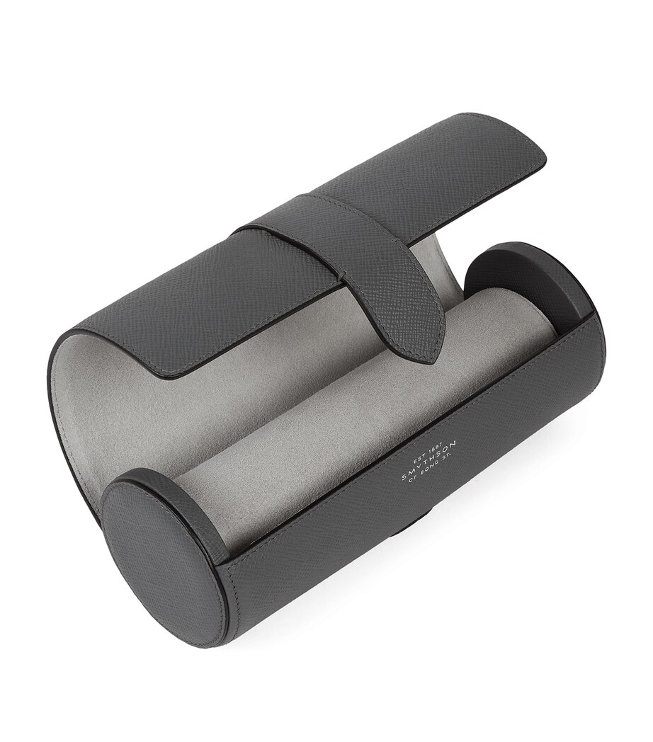 Smythson Leather Panama Watch Roll S Grey Image 3