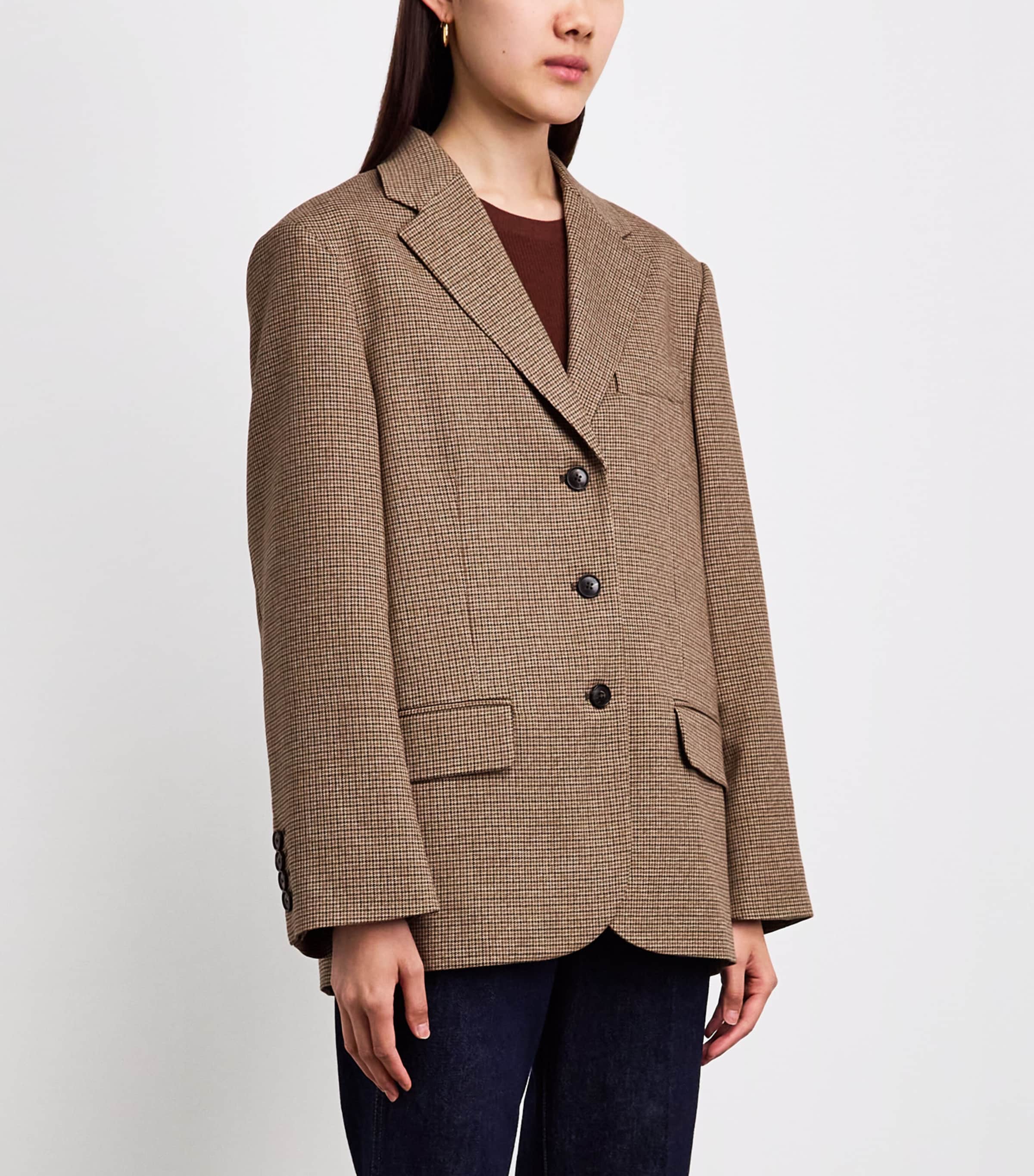 ME+EM Womens Oversized Heritage Icon Blazer Pecan Brown Multi Image 4