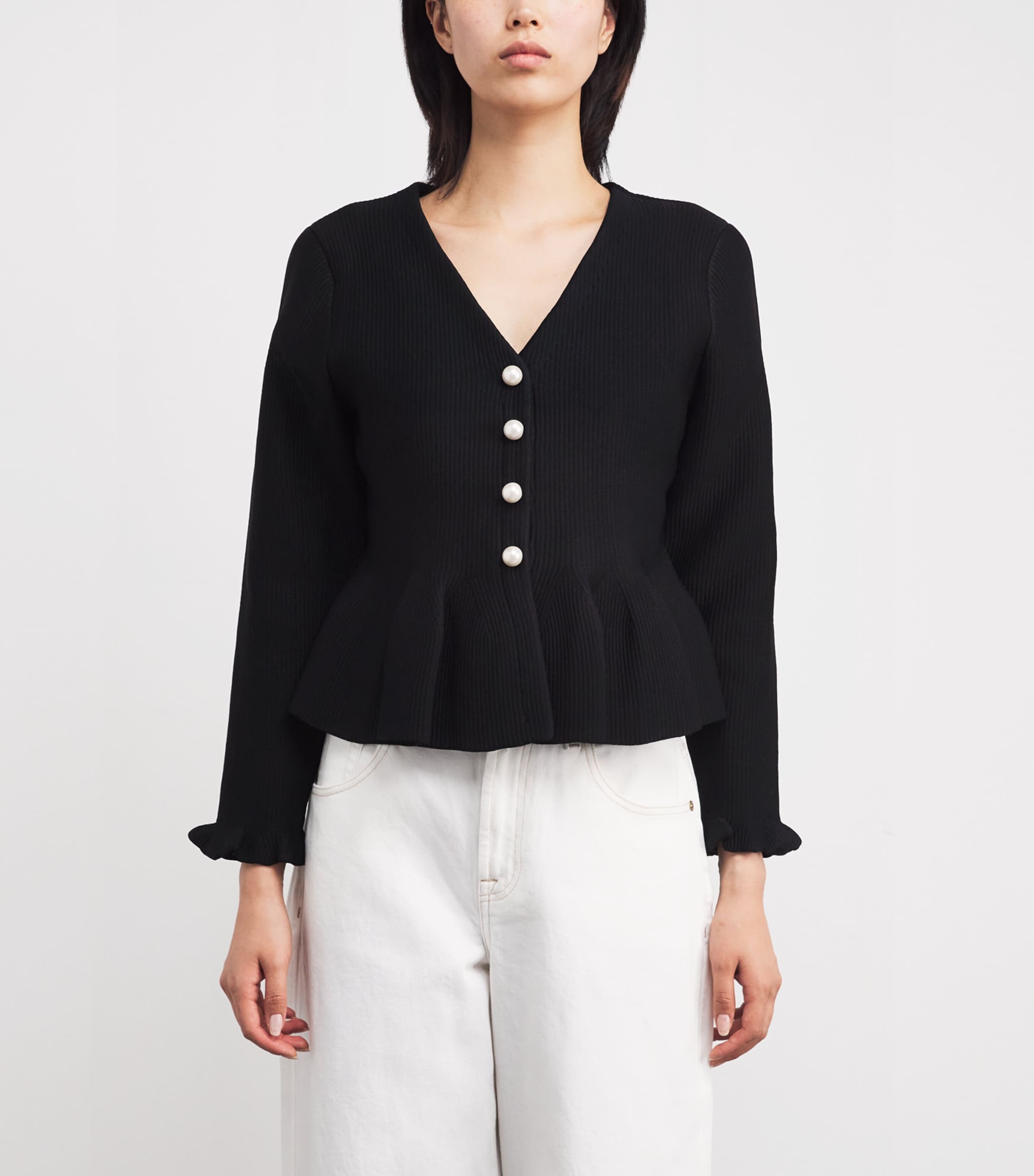 Peplum Cardigan BLACK Image 3