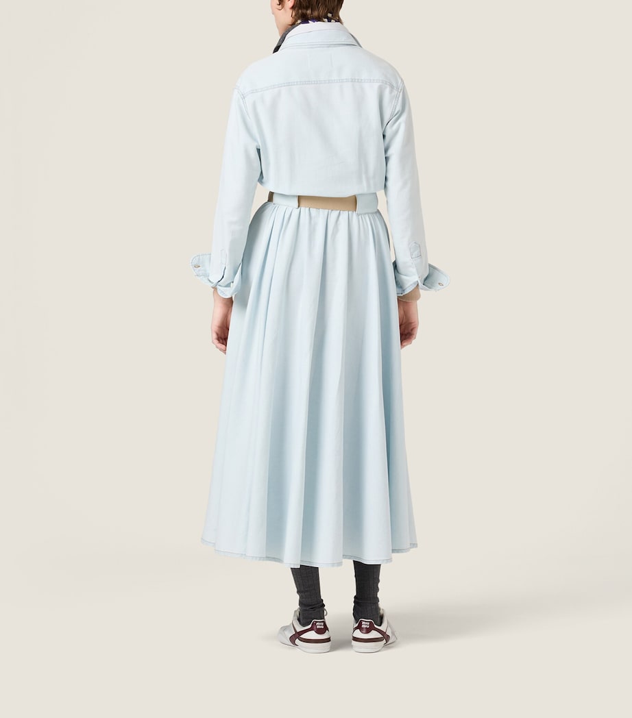 Miu Miu Womens Chambray Belted Midi Dress Image 3