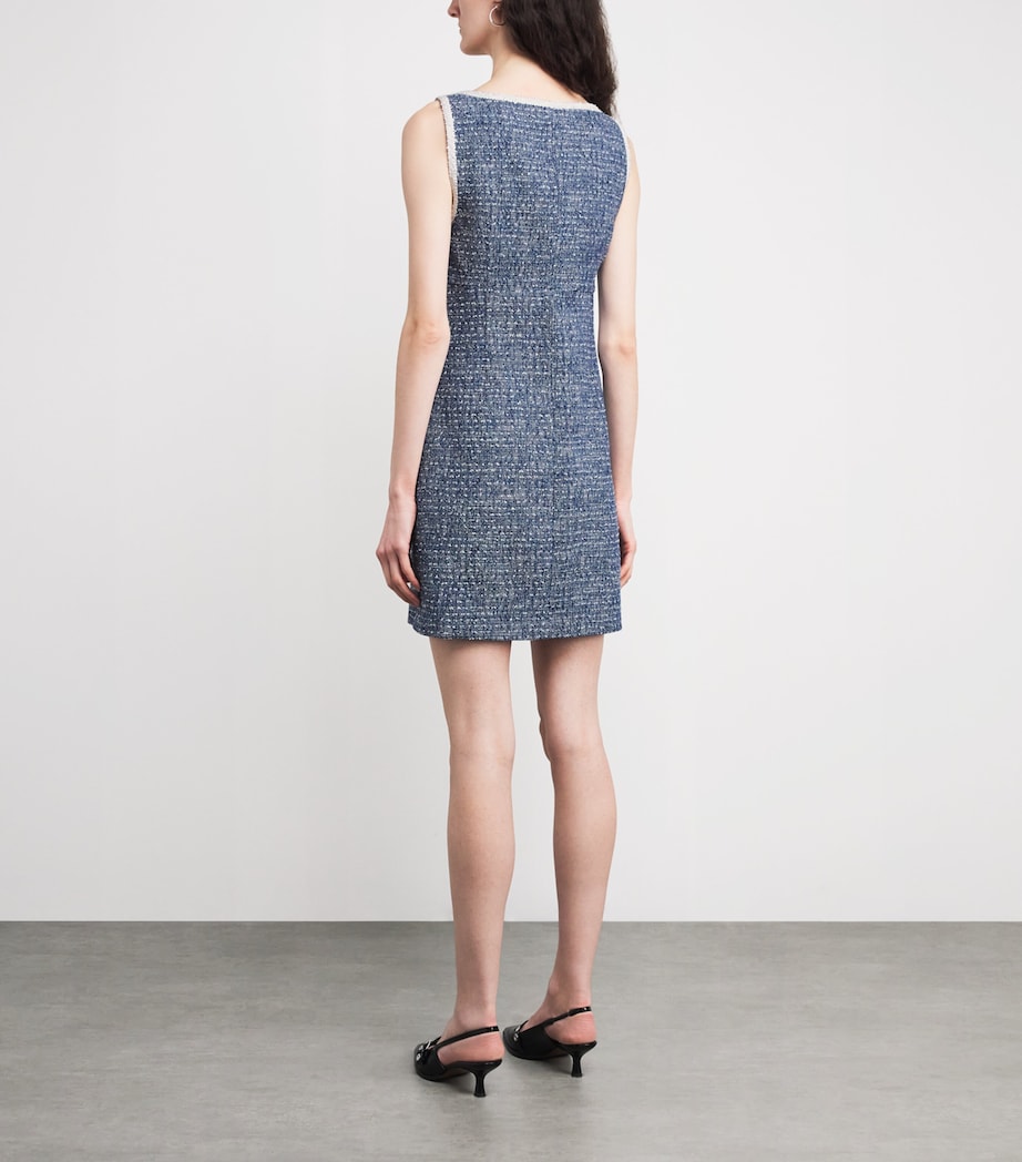 Cotton-Blend Tweed Mini Dress BLUE Image 4