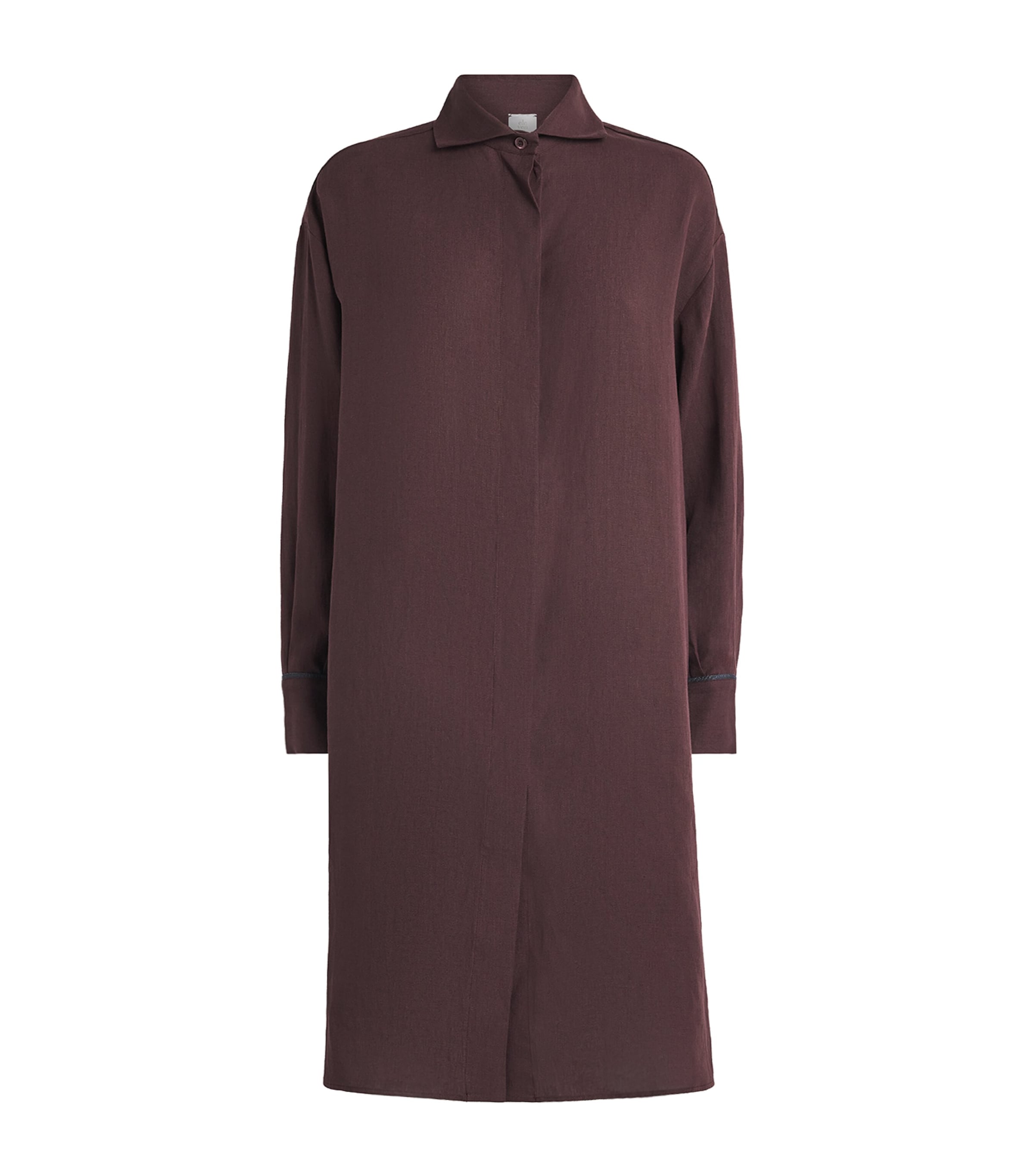 Eleventy Linen Longline Shirt In Burgundy