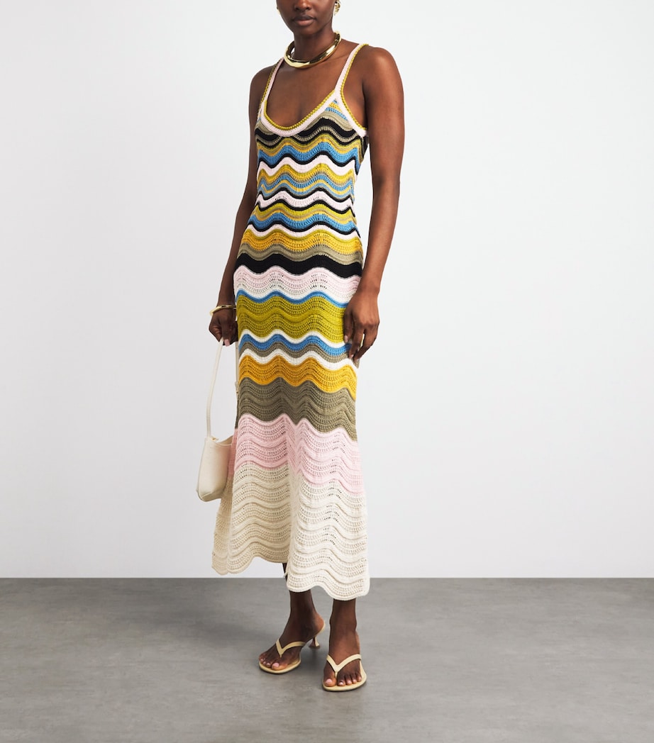 La Doublej Womens Cotton Knitted Chevron Midi Dress Mltclr Image 2