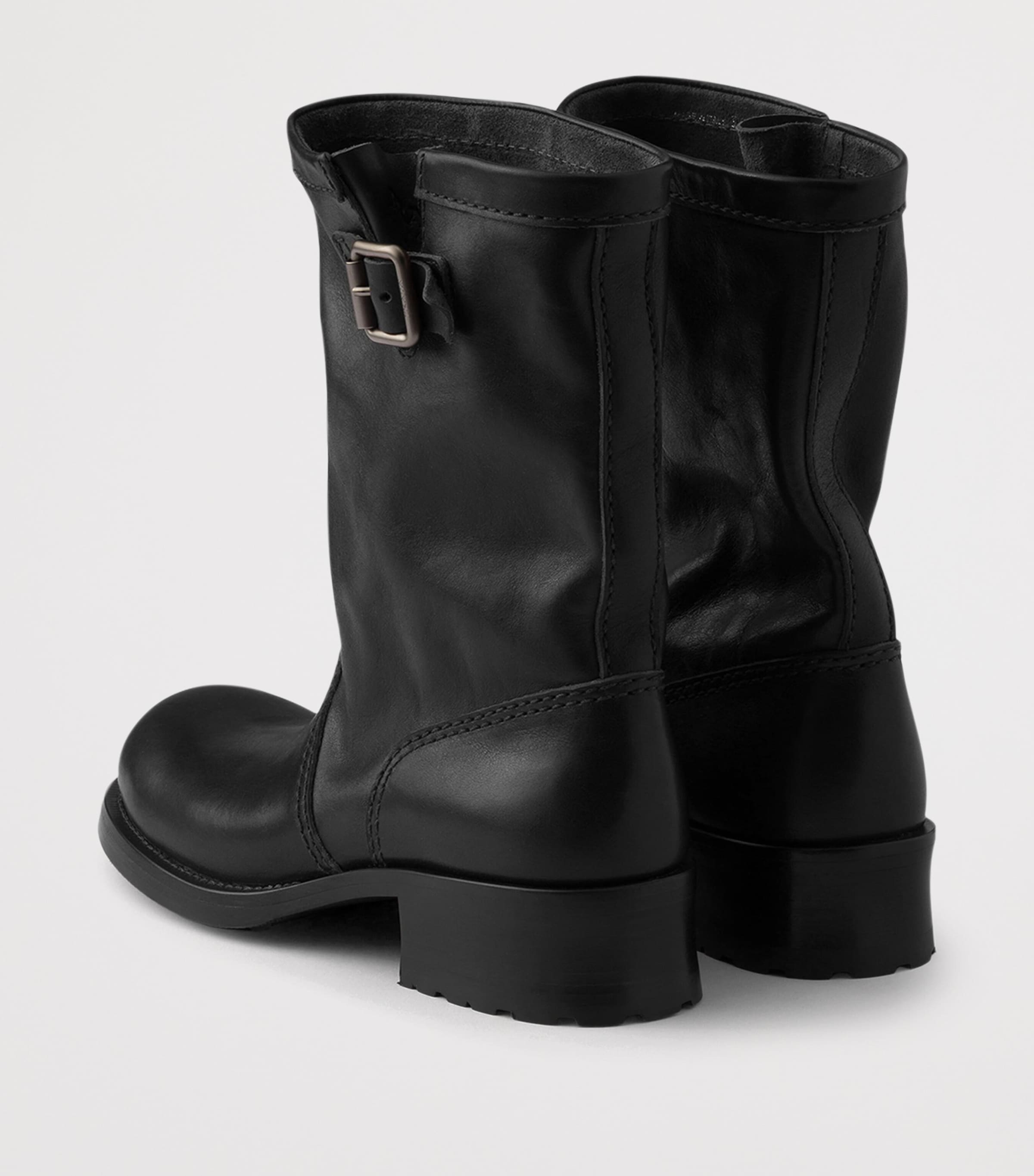 Prada Leather Biker Boots Black Image 4