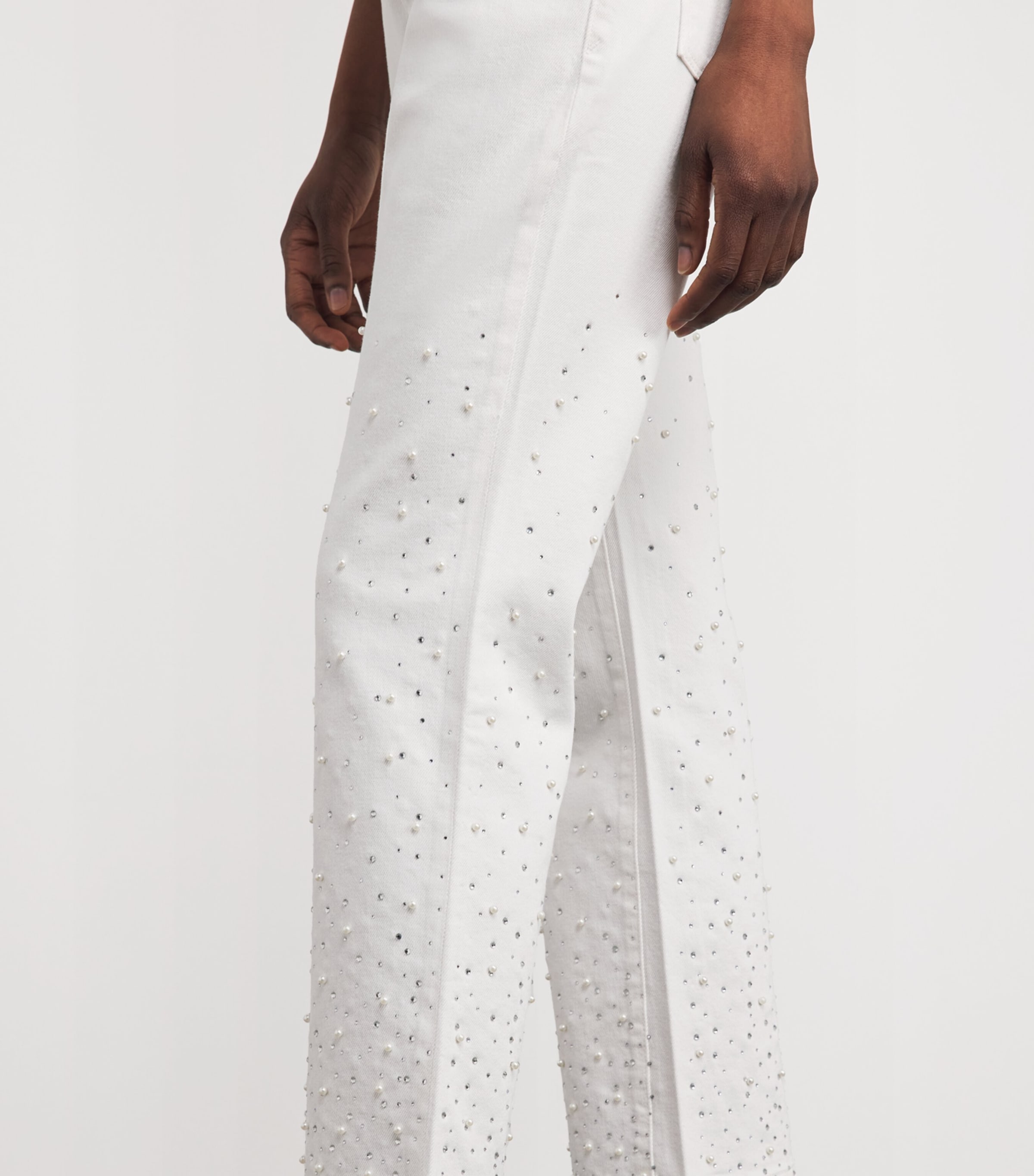 Good American Womens Embellished Good Icon Straight Jeans Image 3