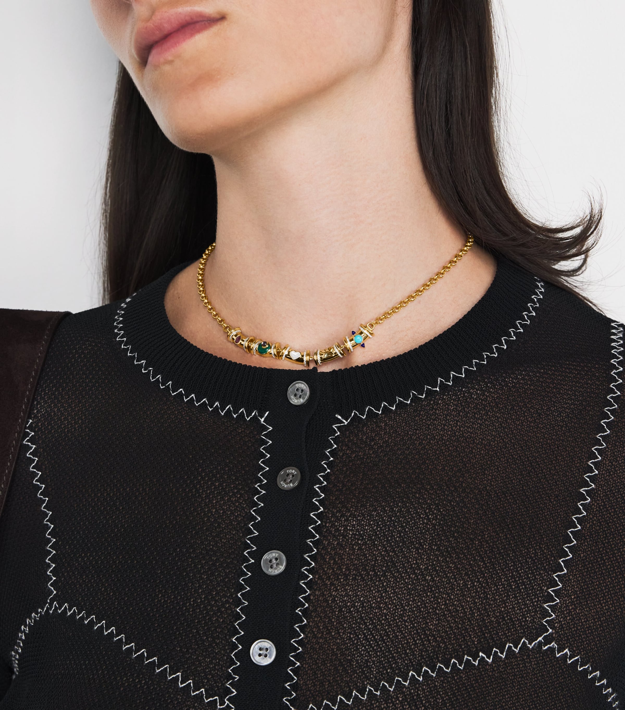 Yellow Gold, Diamond and Mixed Stone Lot N*91 Milky Way Necklace YELLOW GOLD Image 2