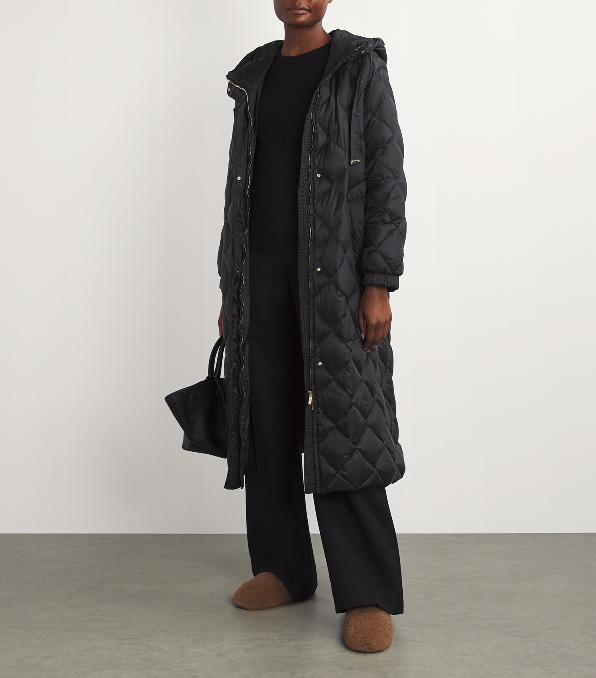 Max Mara Womens Quilted Trefel Coat Black Image 2