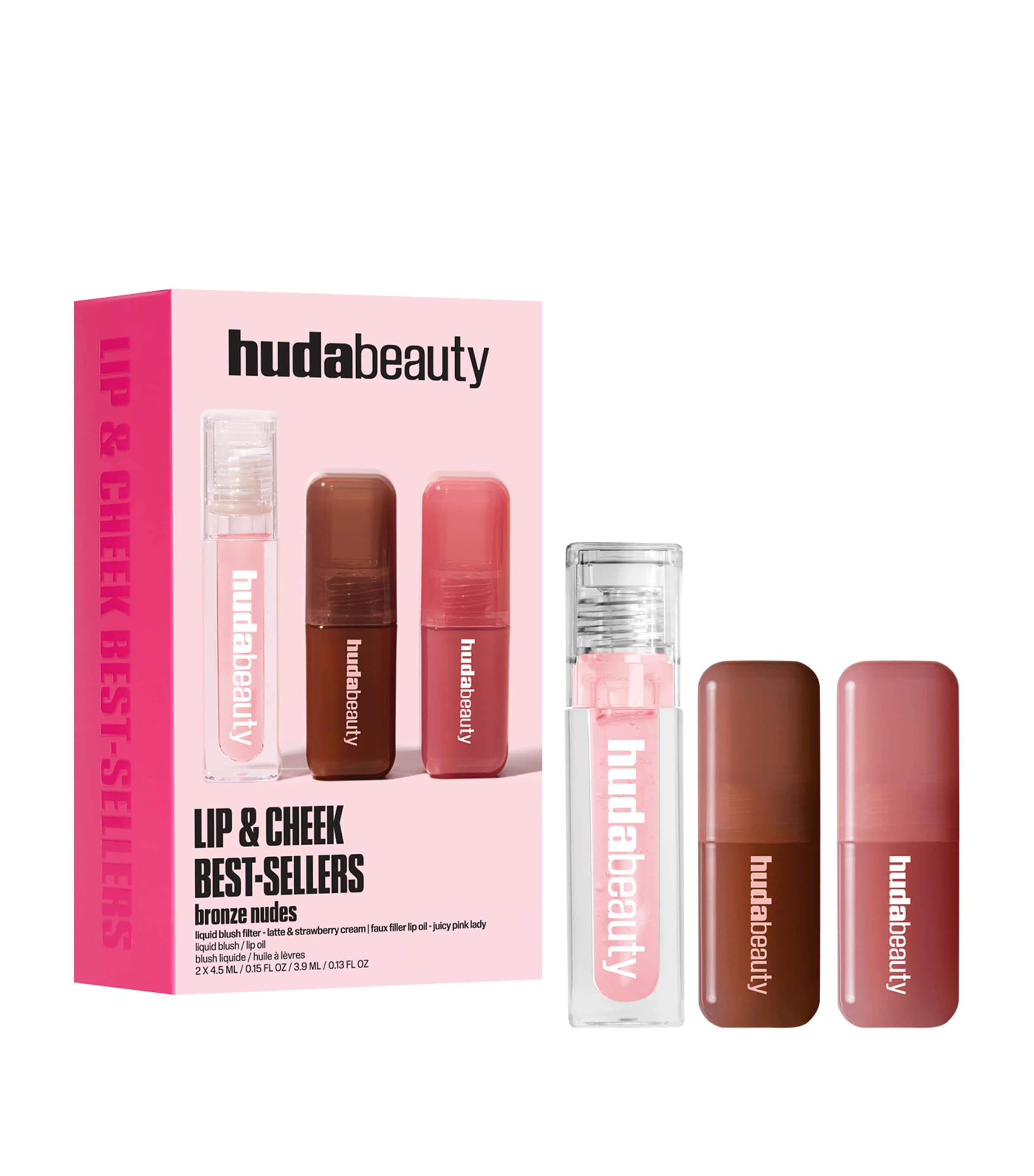 Huda Beauty Bronze Nudes Lips & Cheeks Set Image 1