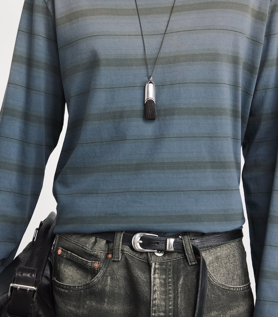 Our Legacy Mens Cotton Long-Sleeve Stripe T-Shirt Spray Fade Ghst Stip Image 6