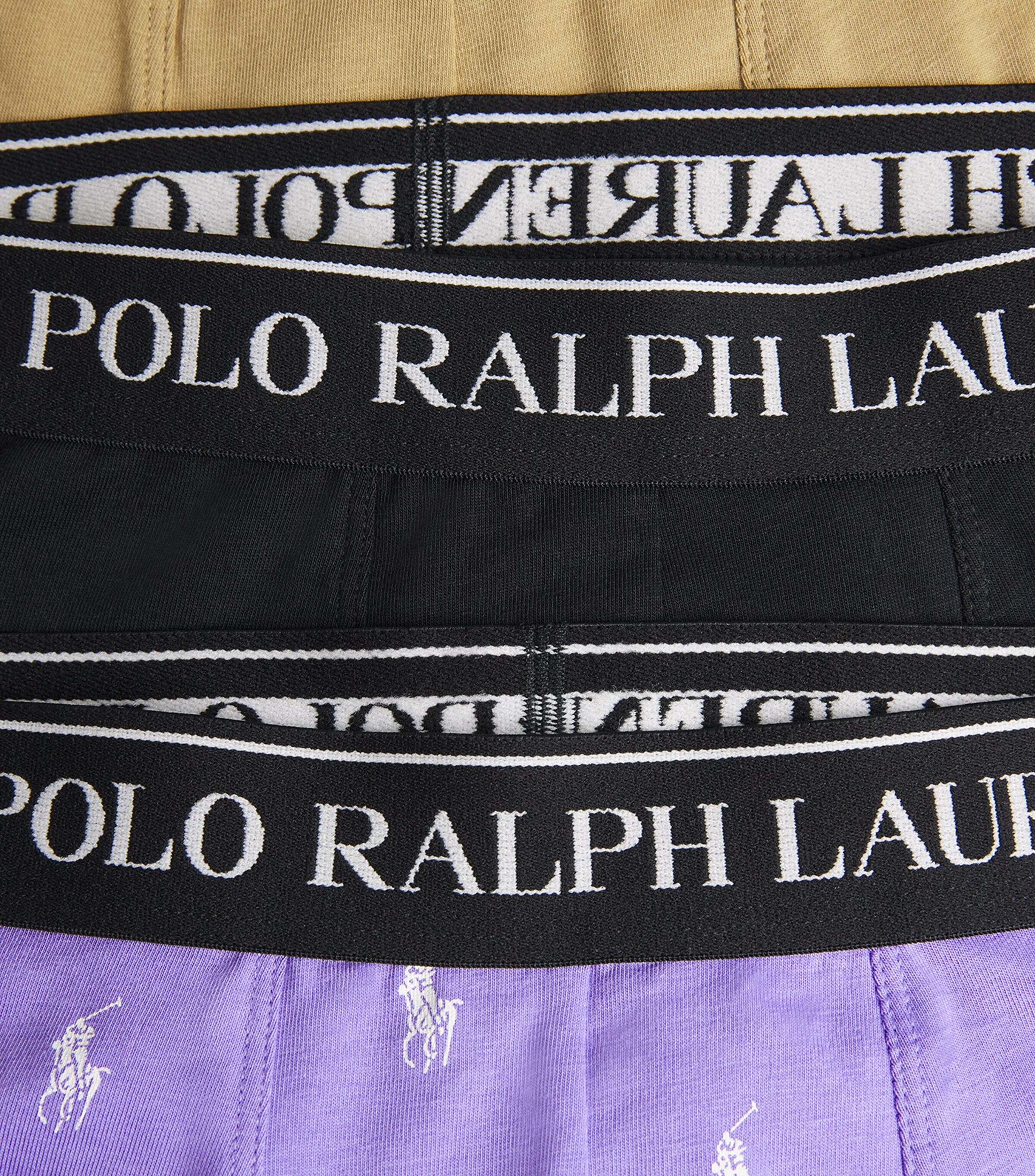 Stretch-Cotton Logo Trunks (Set Of 3) PRPL AOP/DES TAN/BLK Image 5