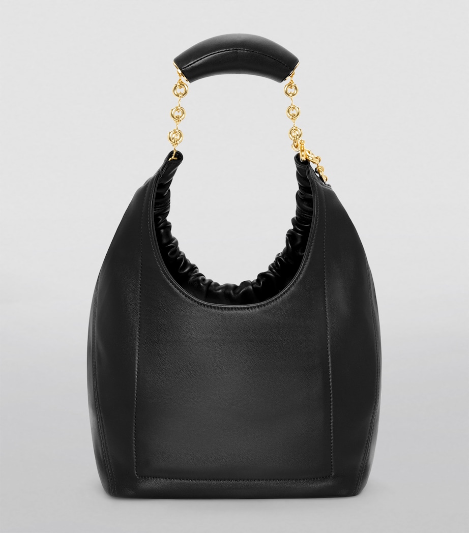 Small Leather Squeeze Top-Handle Bag BLACK Image 3