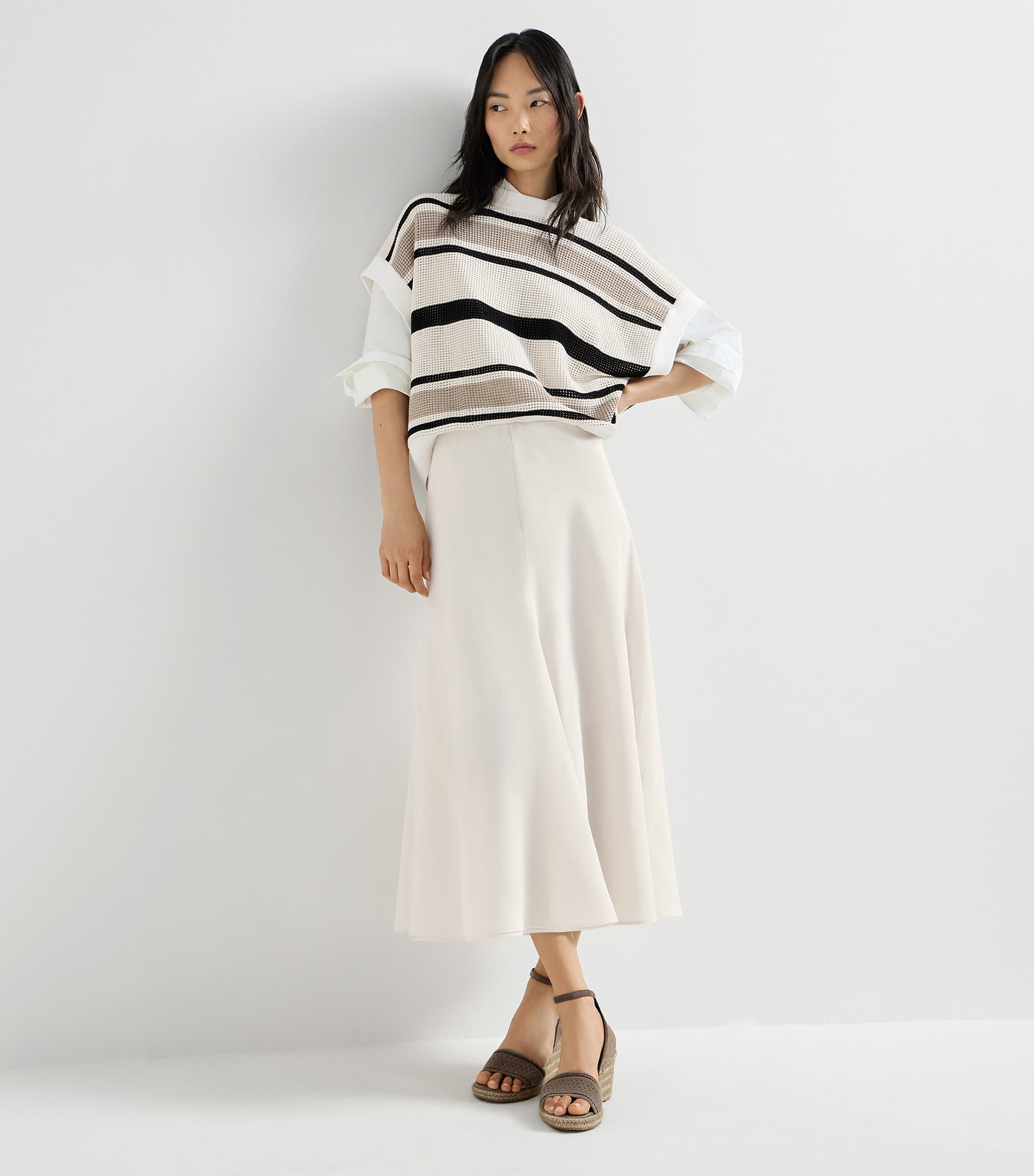 Brunello Cucinelli Womens Cotton Organza Midi Skirt Image 2