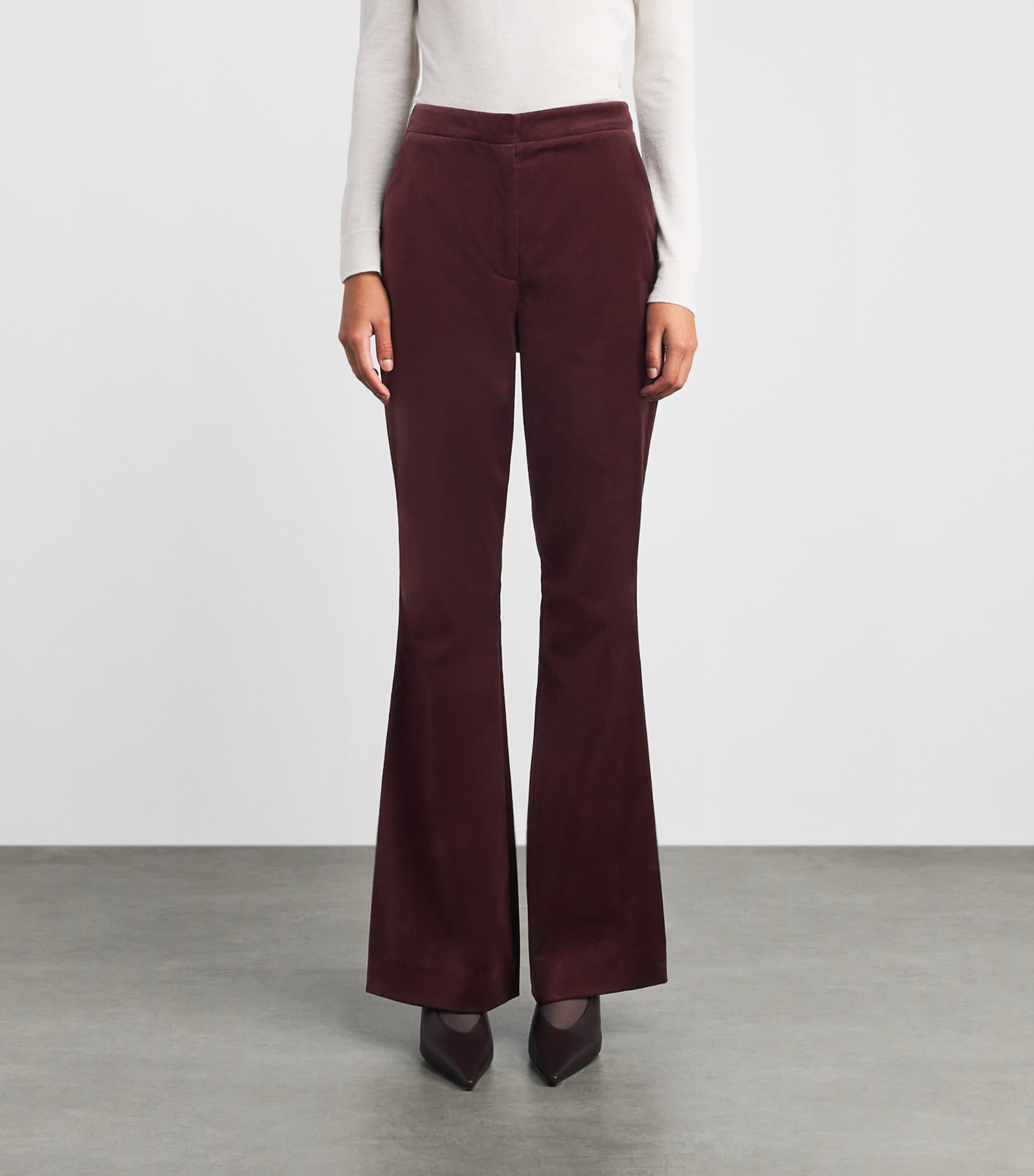 Veronica Beard Womens Velvet Flair Gracie Trousers Burgundy Image 4