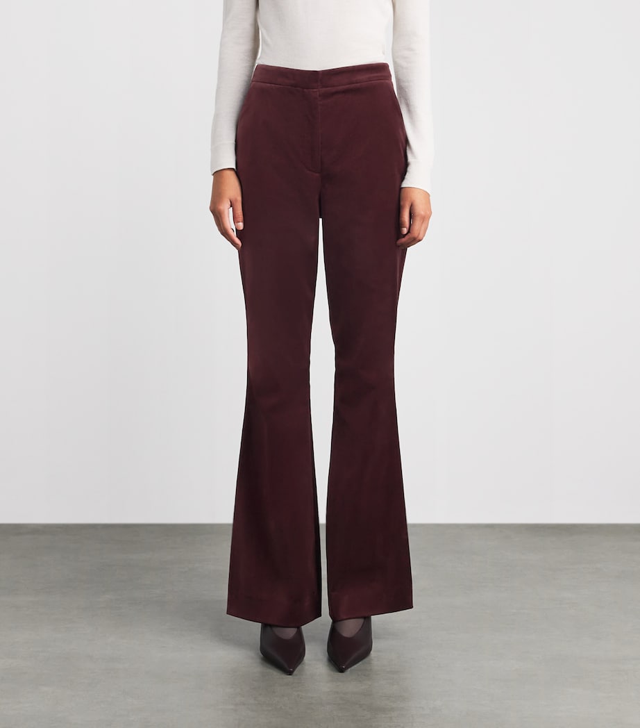 Veronica Beard Womens Velvet Flair Gracie Trousers Burgundy Image 4