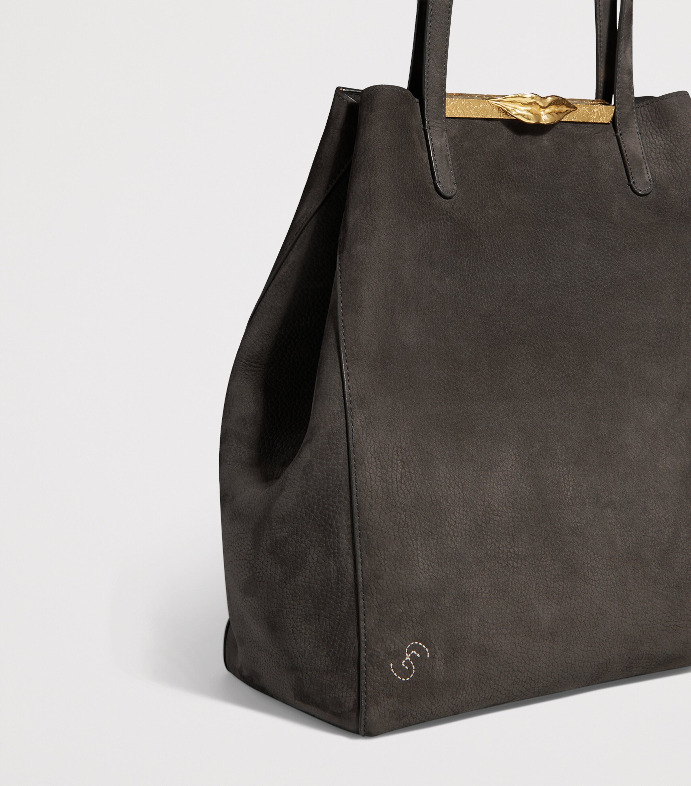 Schiaparelli Lambskin Mouth Tote Bag Dark Grey Image 5