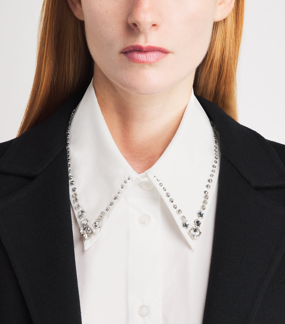 Fabiana Filippi Womens Cotton Rhinestone-Embellished Shirt Bianco Ottico Image 3