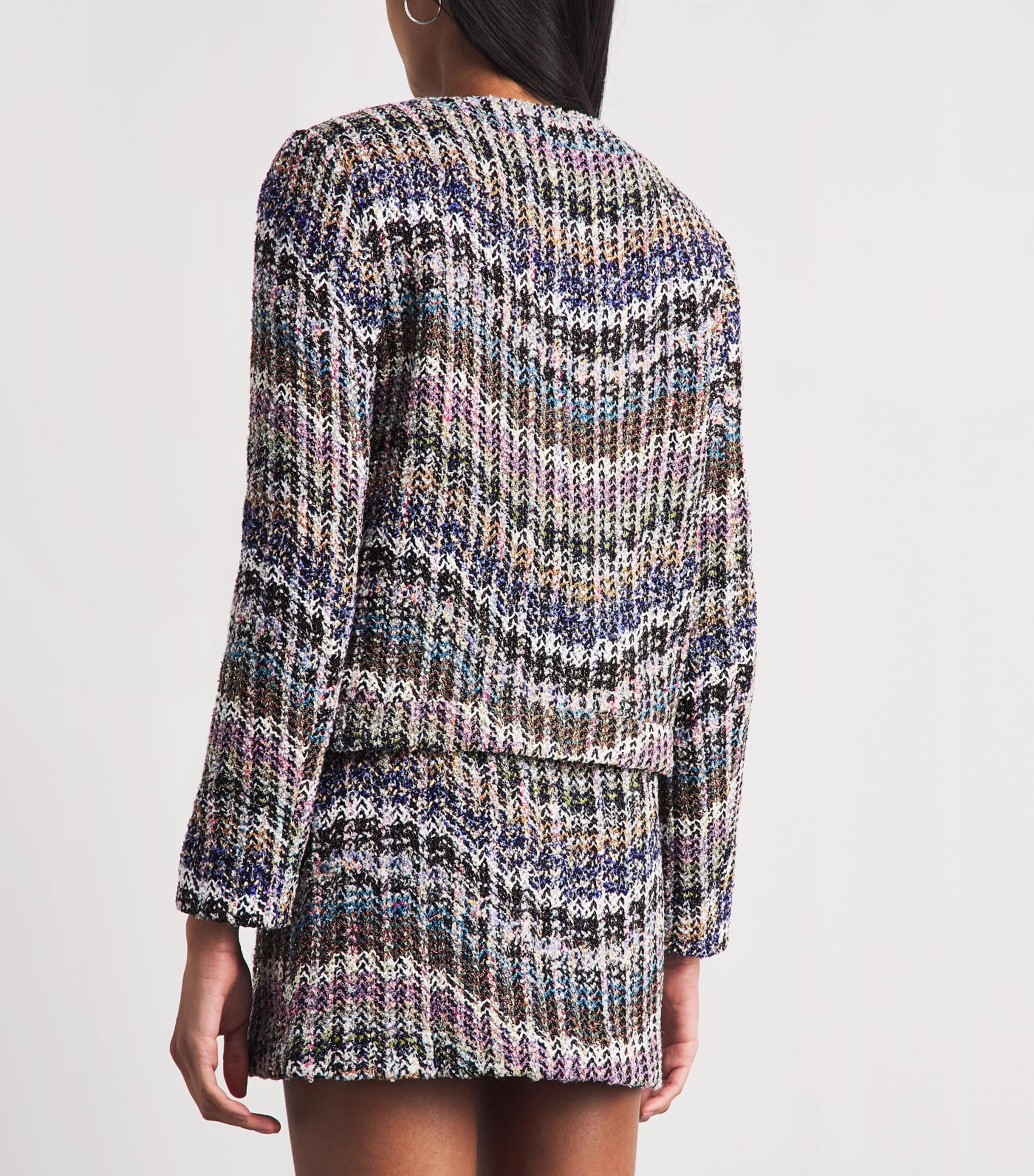Missoni Womens Zigzag Bouclé Sequinned Jacket Smsosmltclr Bl,wt,pk Image 5
