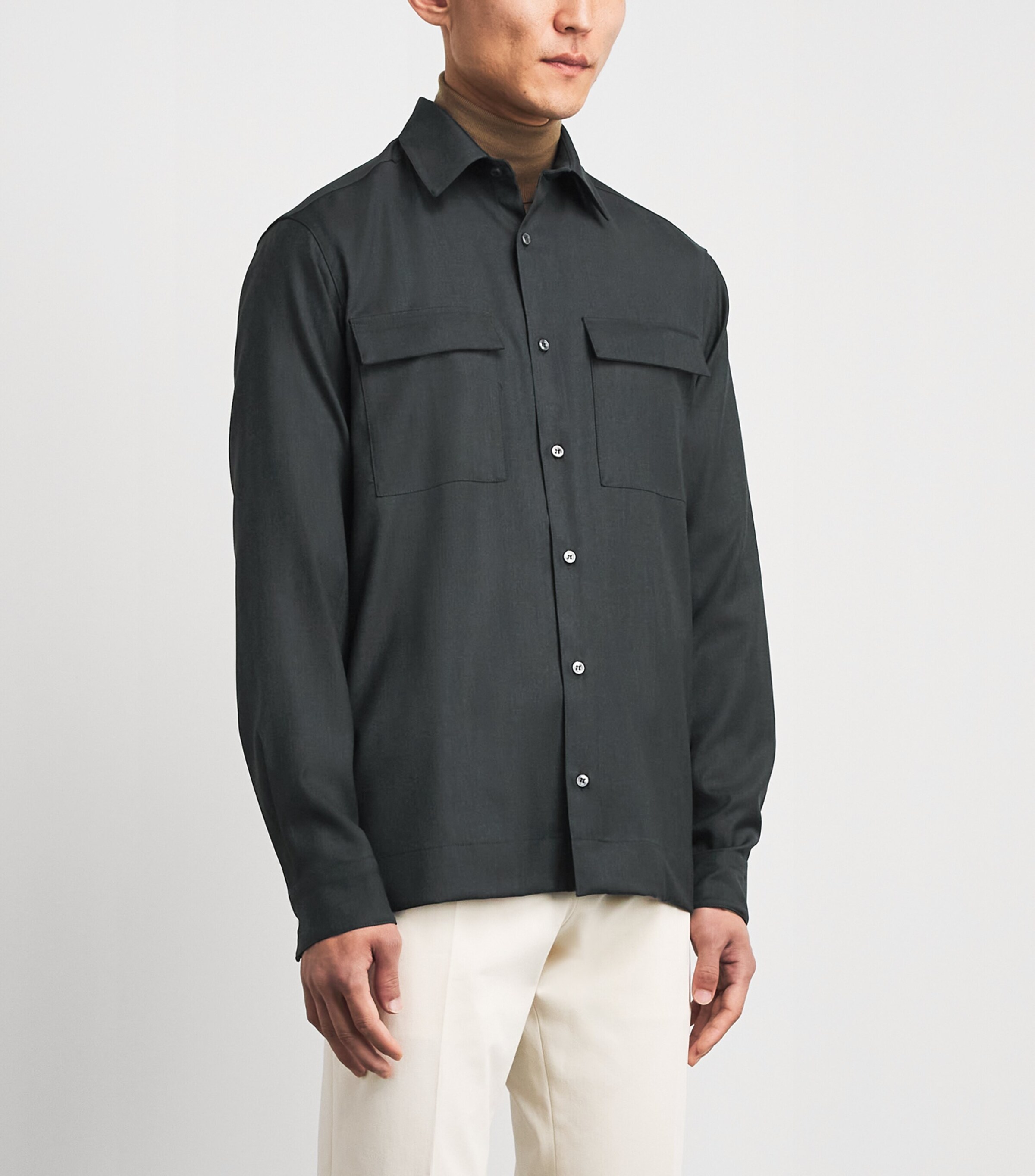 Paul & Shark Mens Virgin Wool Overshirt Dark Green Image 4