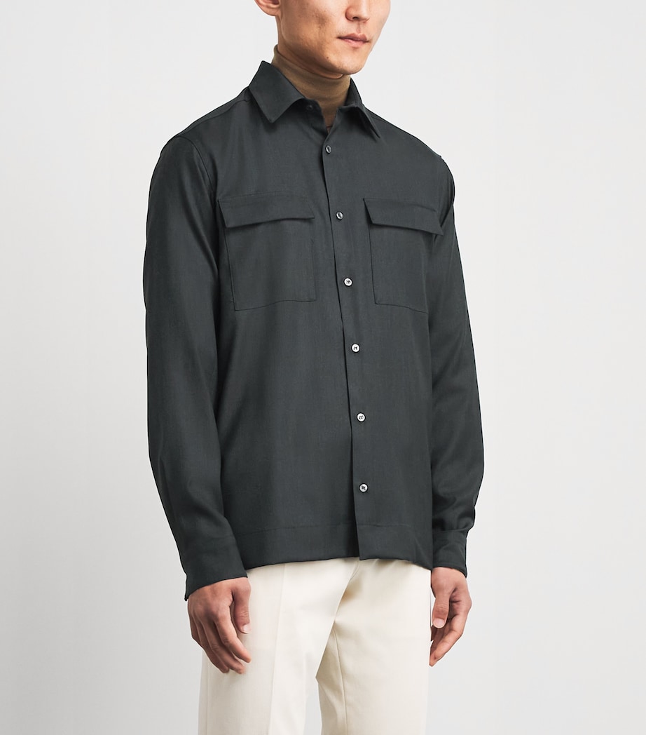 Paul & Shark Mens Virgin Wool Overshirt Dark Green Image 4