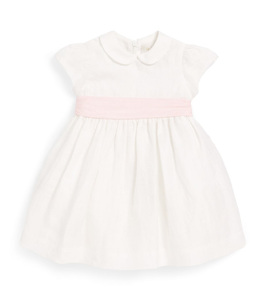 Il Gufo Linen-Blend Bow-Embellished Dress (6-36 Months) Milk/pink Image 1