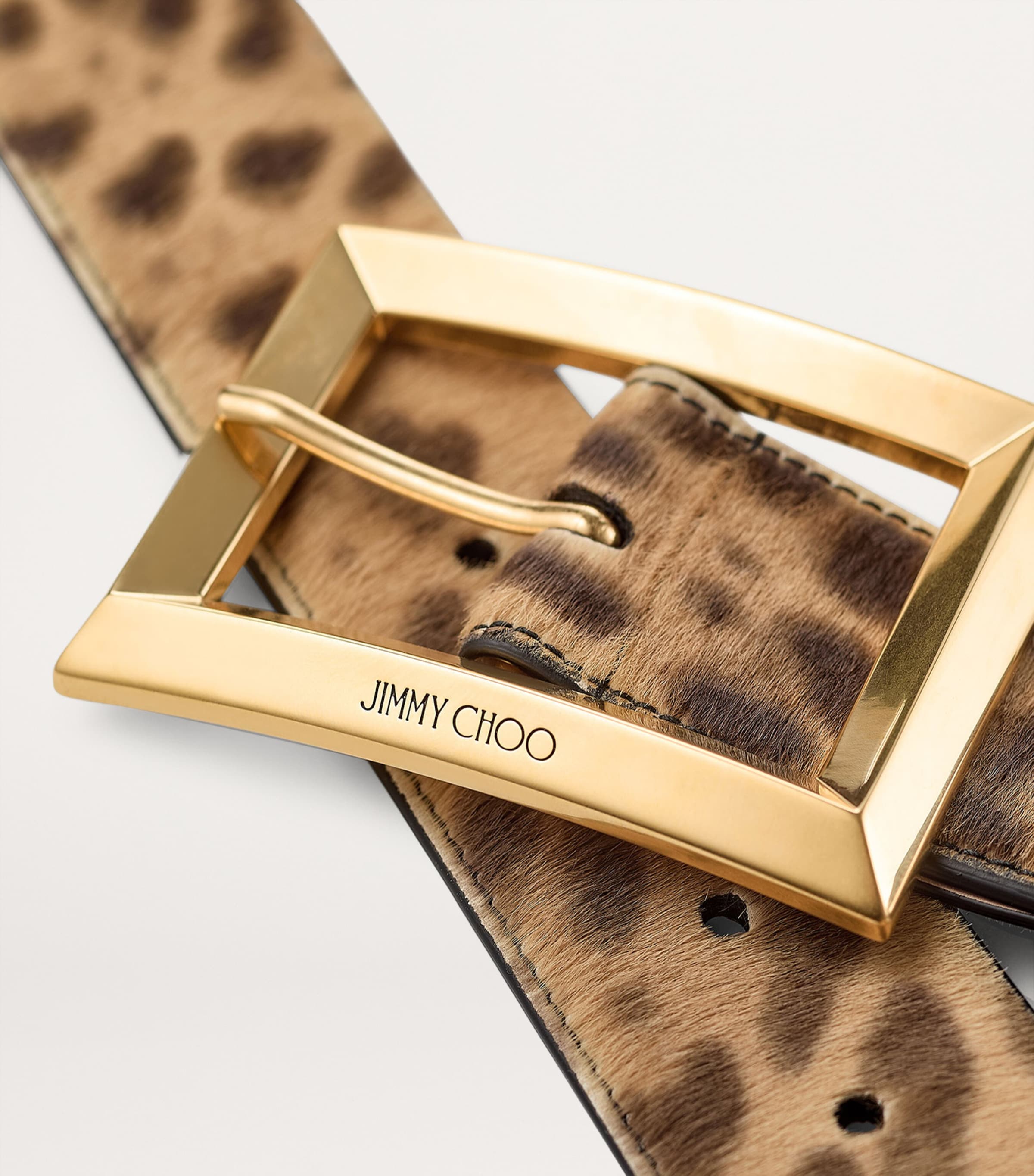 Leather Leopard Print Arlie Belt NATURAL/GOLD Image 5