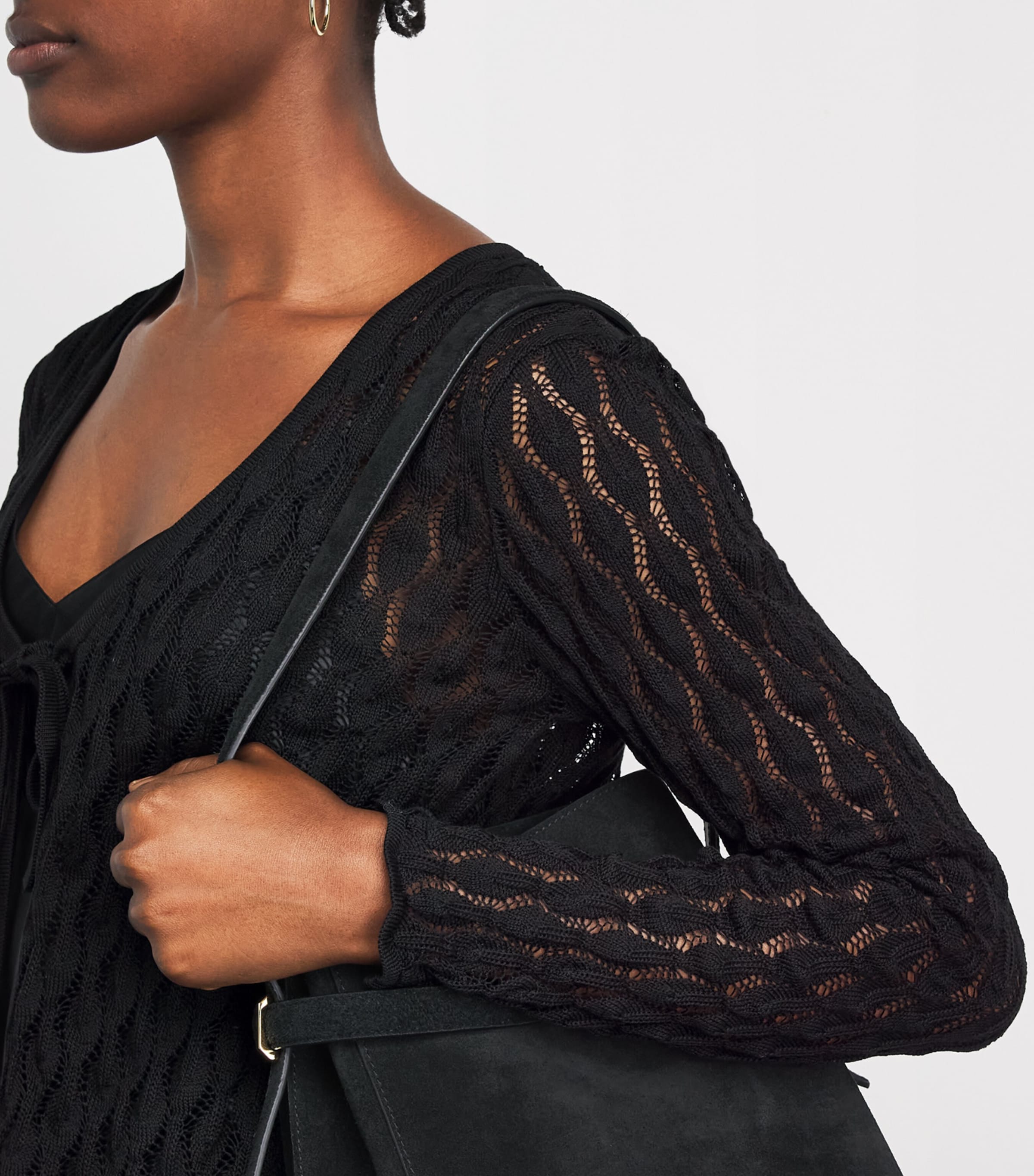 FRAME Womens Cotton The Getaway Cardigan Black Image 3