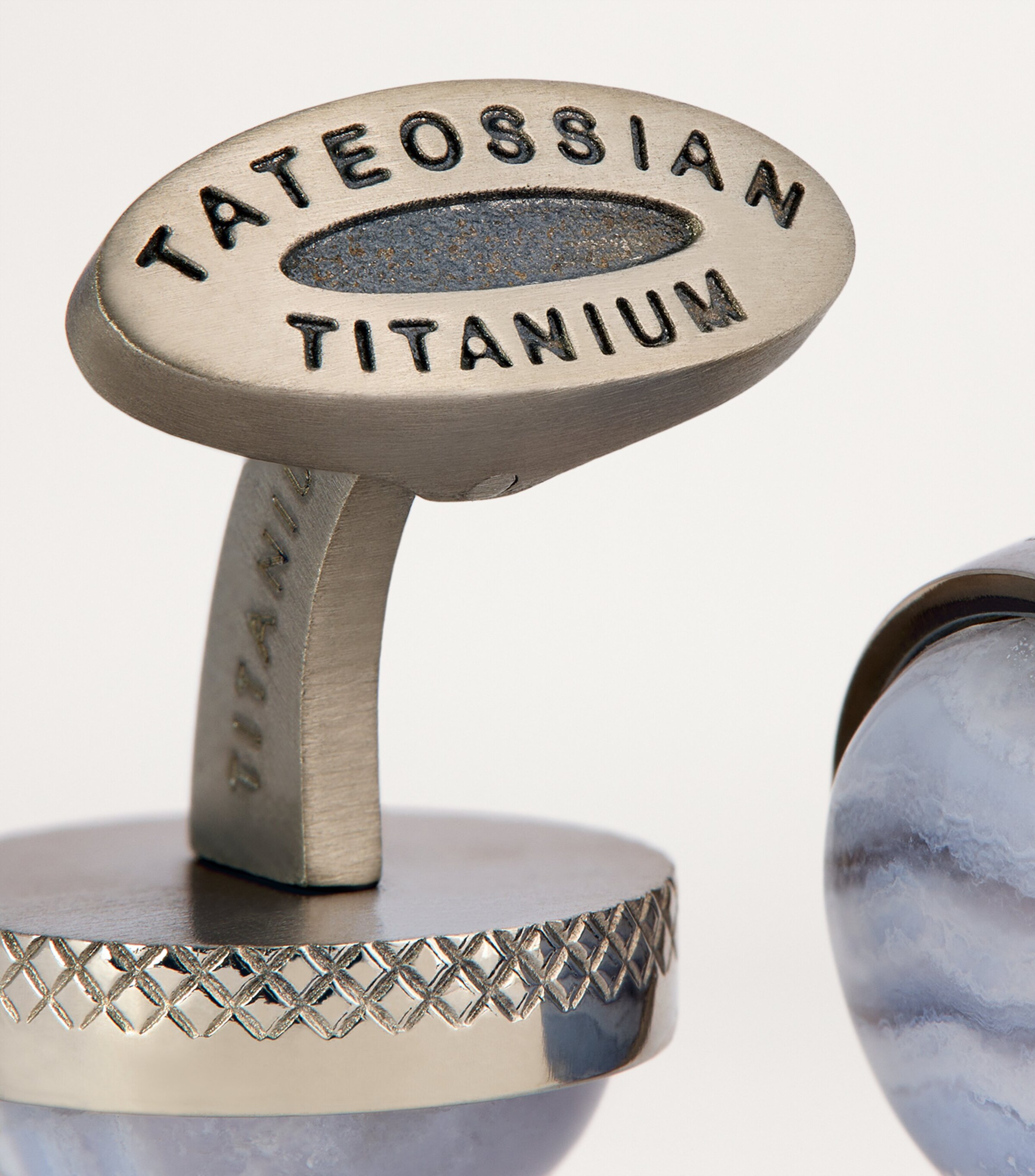 Tateossian Agate Circular Cufflinks Silver Image 6