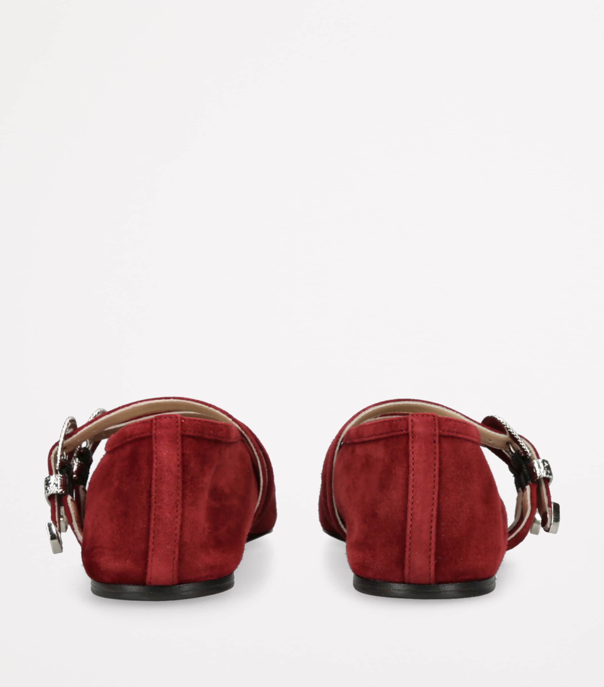 Suede Buckle Claudia Ballet Flats RED/DARK Image 2