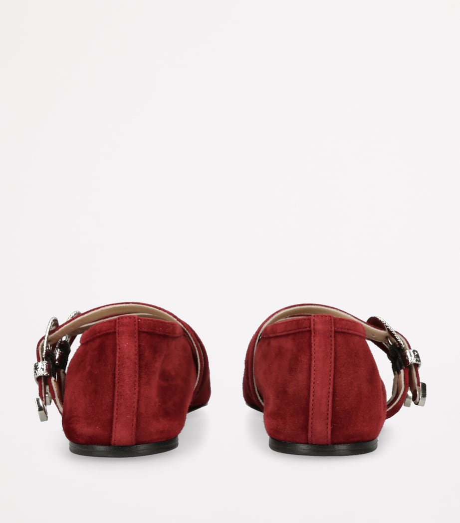 Suede Buckle Claudia Ballet Flats RED/DARK Image 2