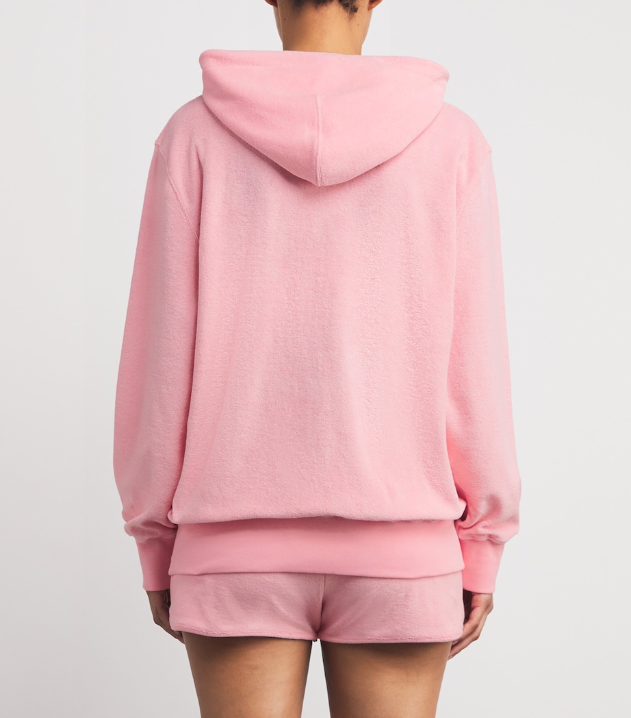 Cotton Terry Towelling Hoodie PINK Image 4