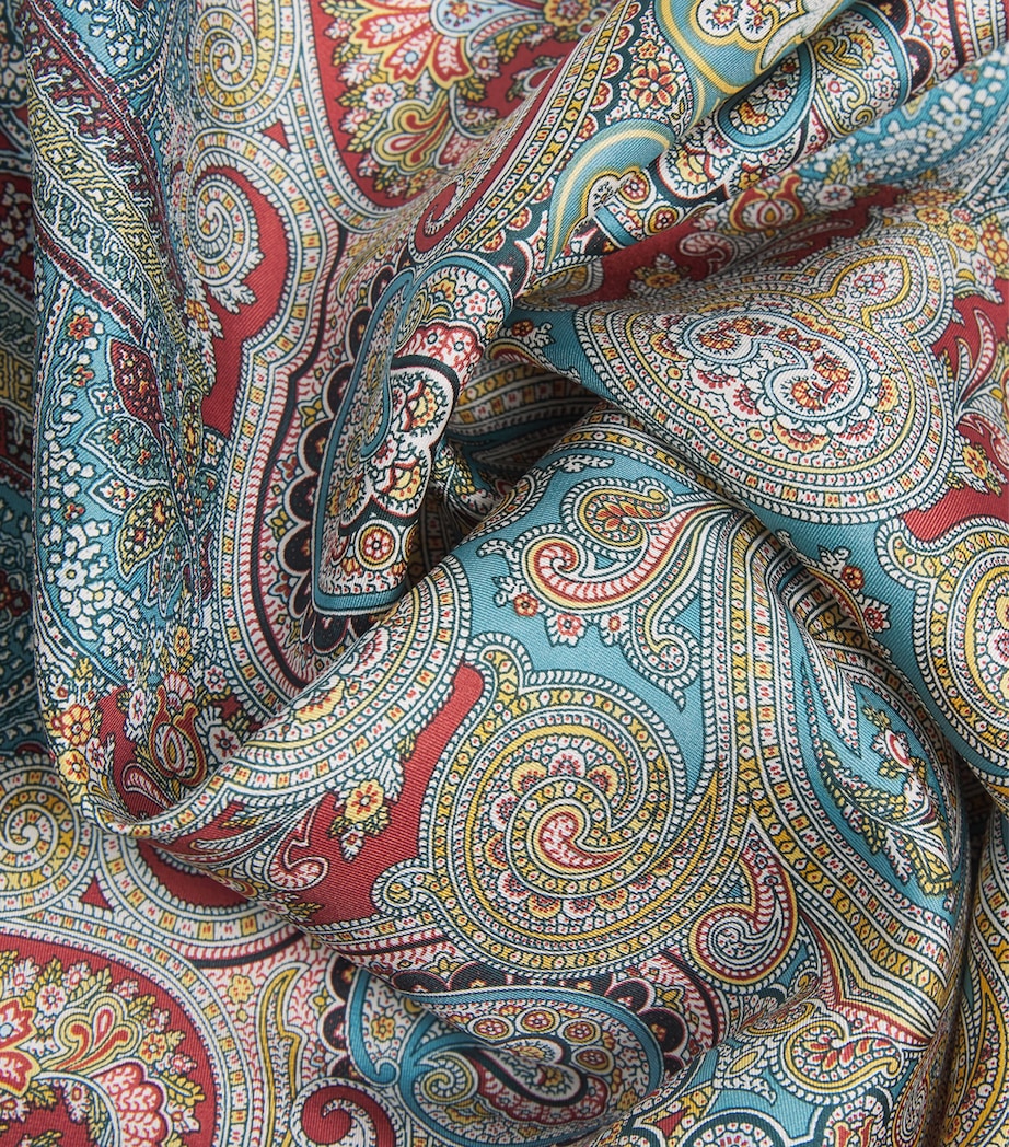 Silk Printed Square Scarf DARK BROWN Image 4