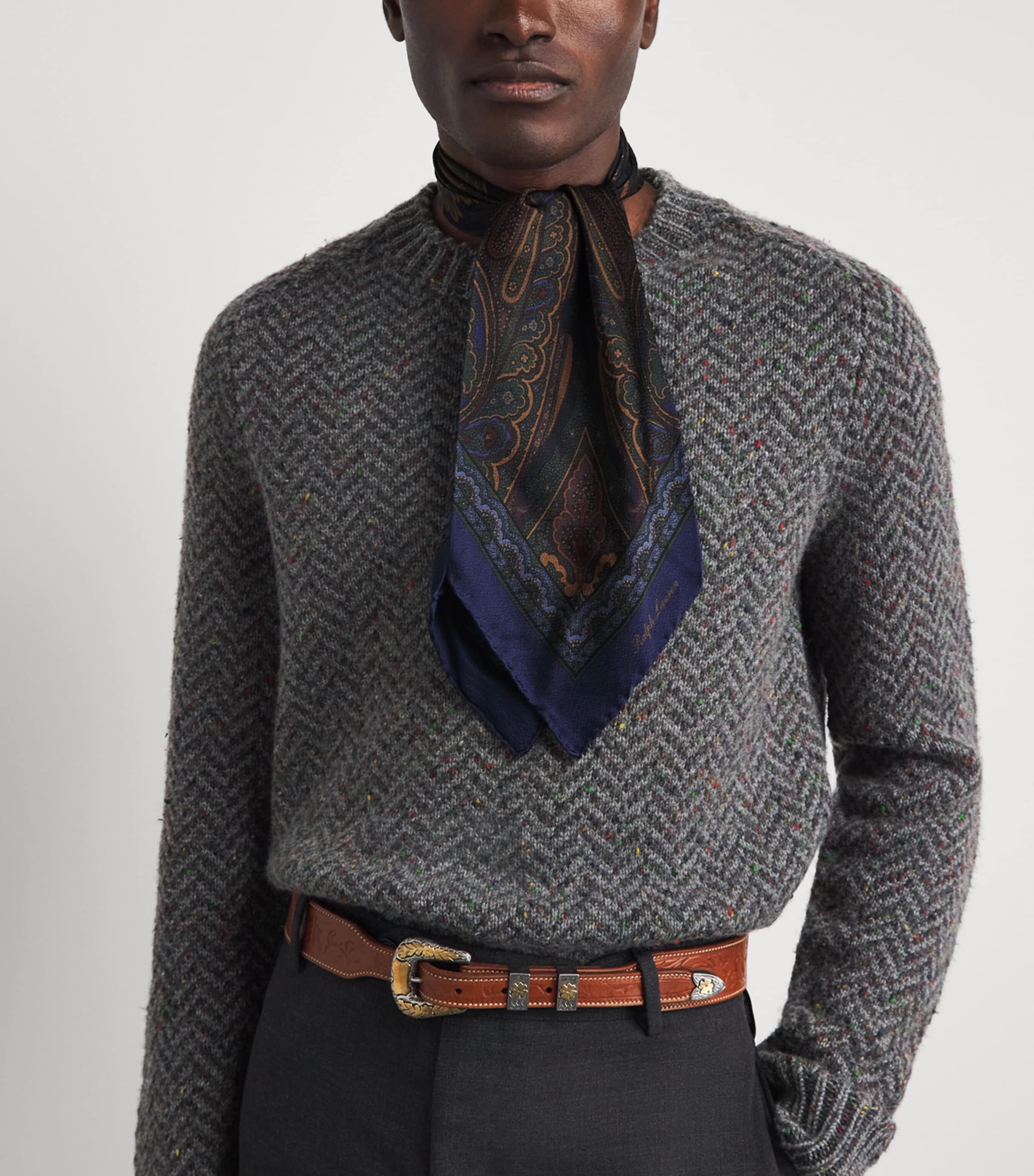 Ralph Lauren Purple Label Silk Paisley Neckerchief Green Multi Image 2