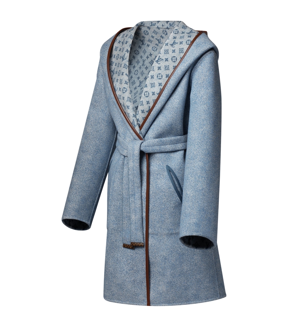 Wool-Silk Reversible Signature Wrap Coat DARK BLUE Image 4