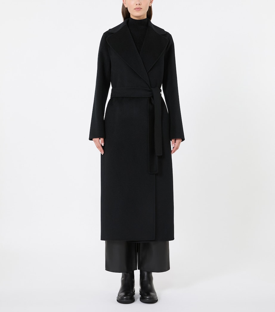 Max Mara Womens Virgin Wool-Cashmere Belted Coat Black Image 3