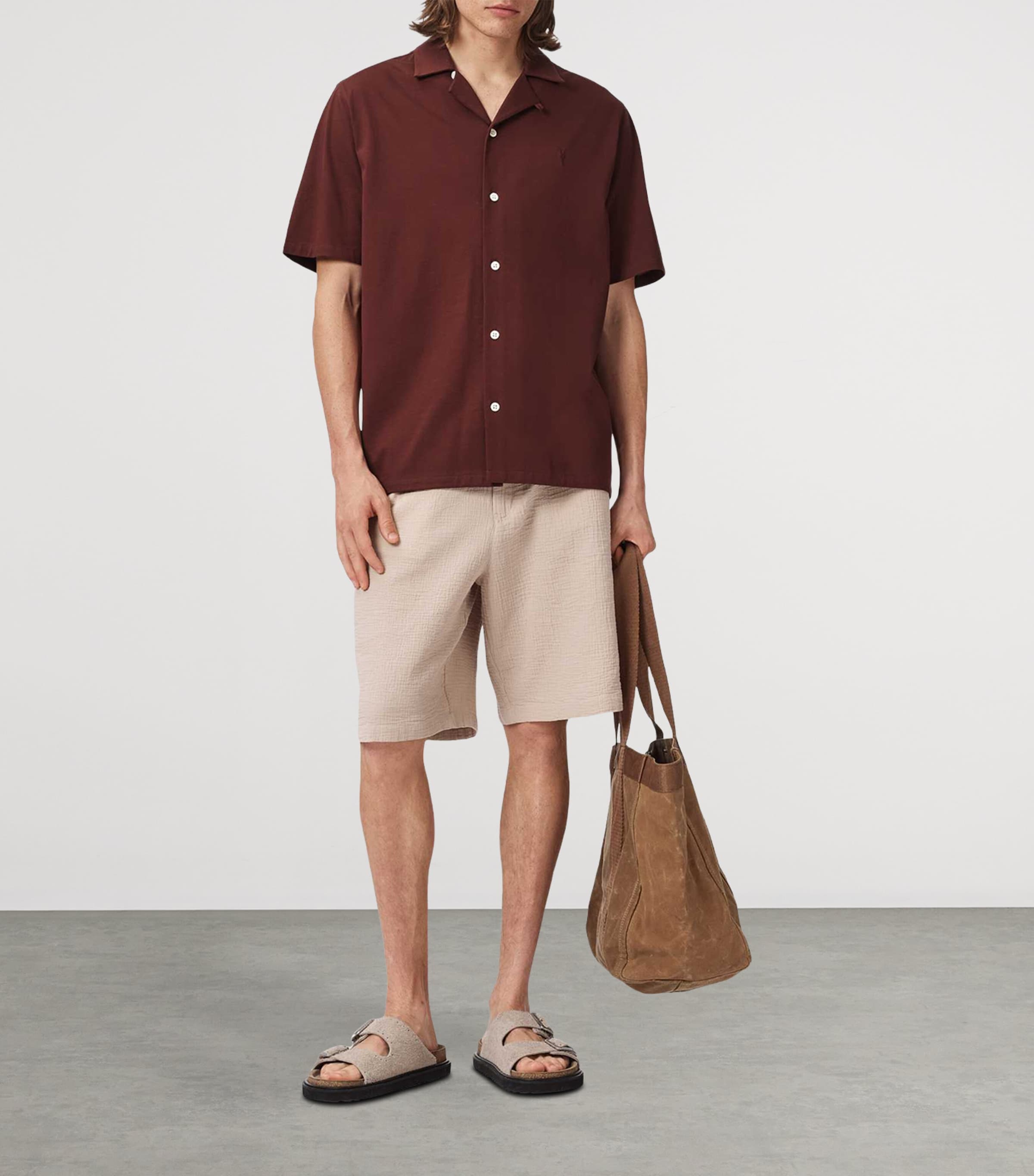 AllSaints Mens Organic Cotton Hudson Shirt Burnt Red Image 5
