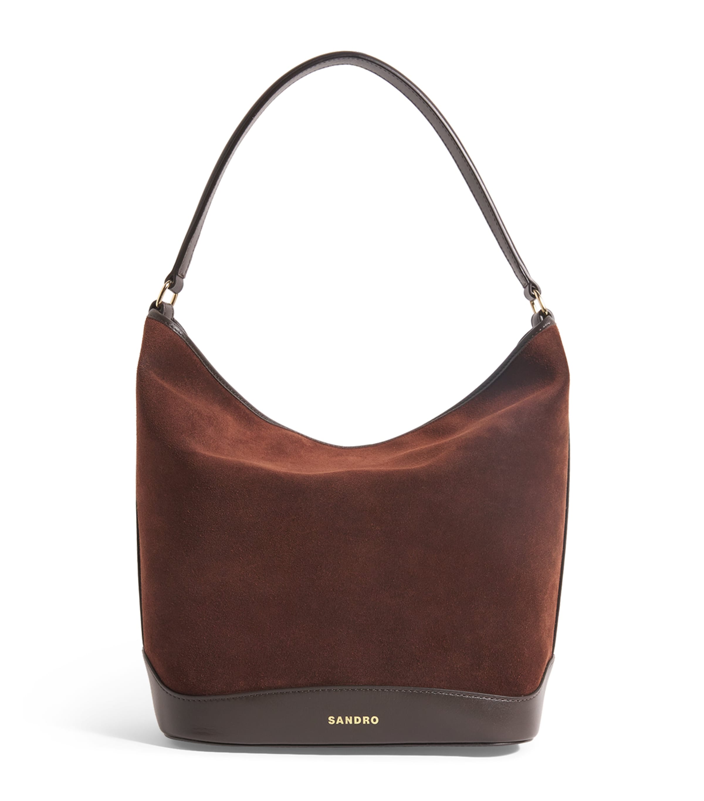 Sandro Suede Tangoso Bucket Bag In Brown