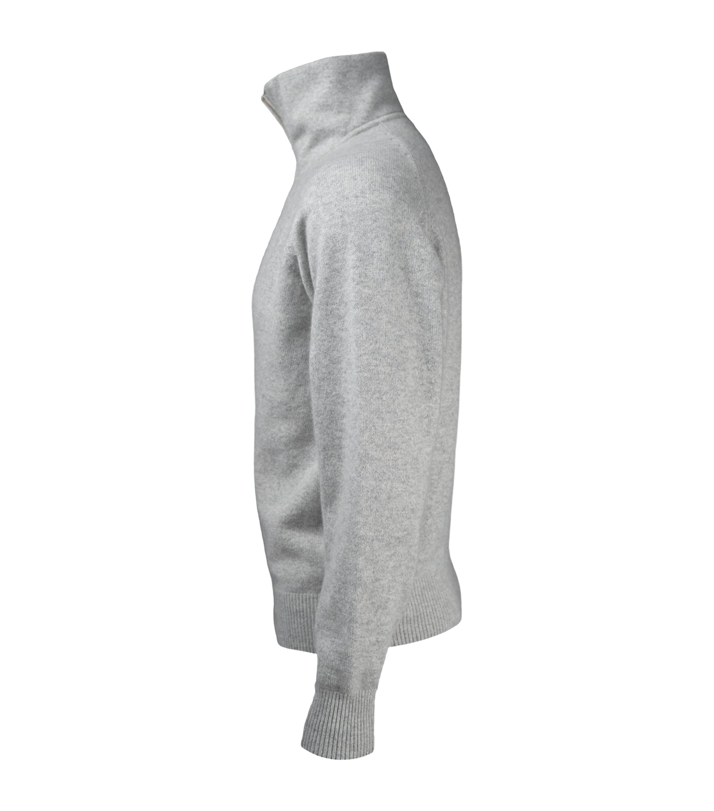 Alan Scott Mens Cashmere Quarter-Zip Sweater Silver Image 2
