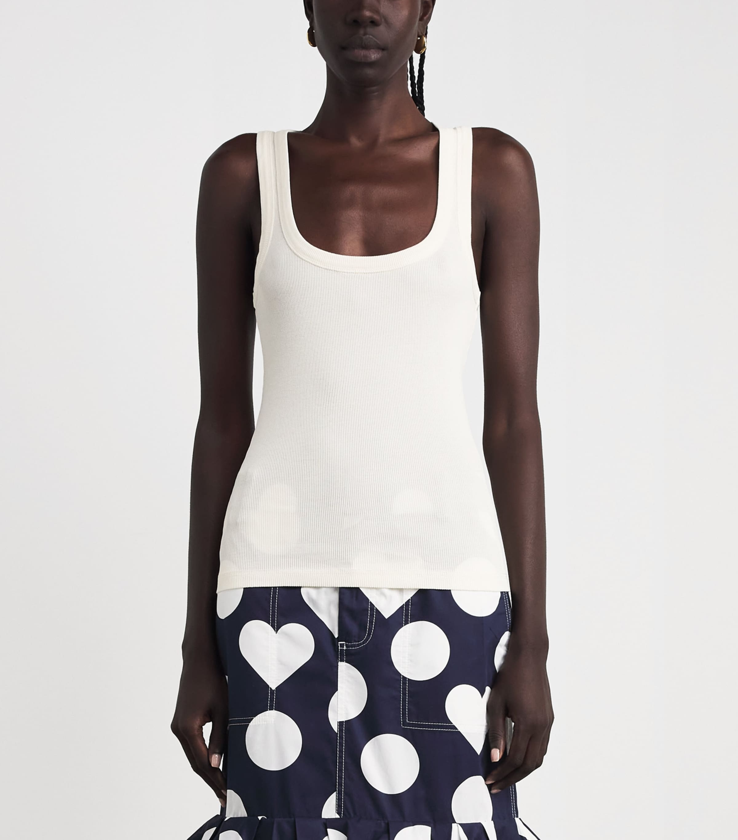 Jacquemus Womens Cotton Ribbed Tank Top White Image 4