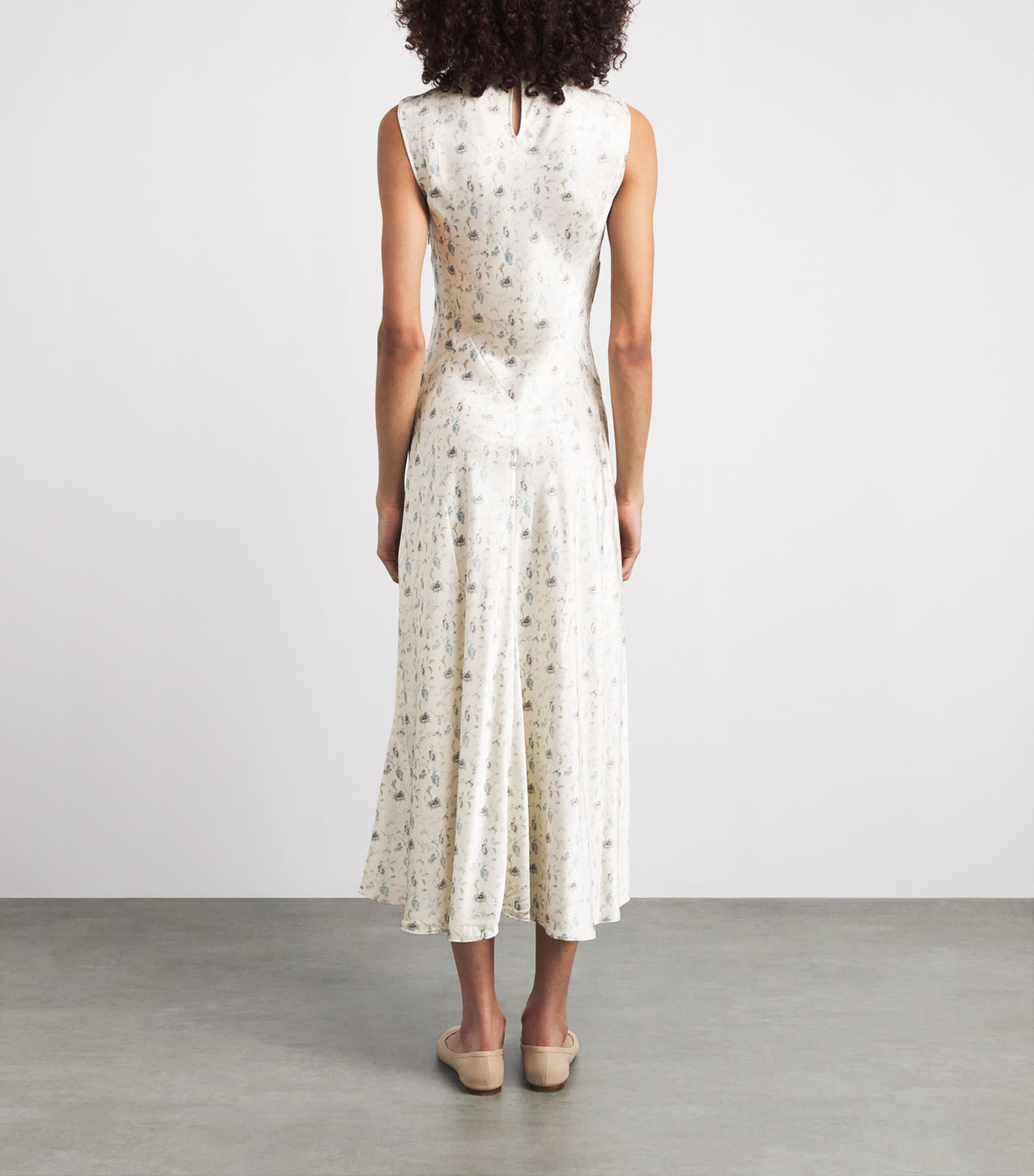 DÔEN Womens Silk Adelana Midi Dress Camellia Bloom Image 4